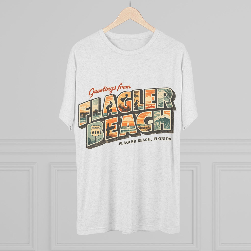 Flagler Beach Retro Postcard Tee — "Greetings From Flagler Beach" Souvenir Shirt