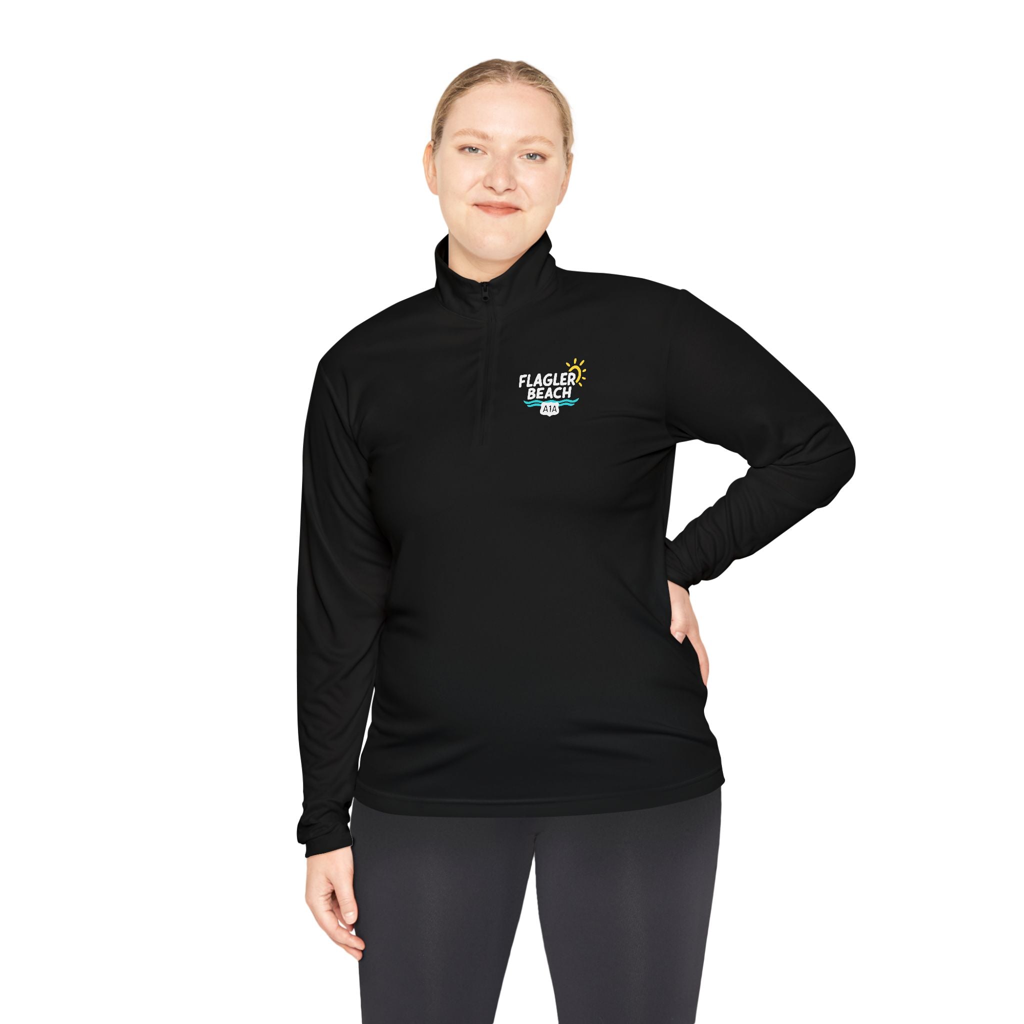 Flagler Beach A1A Quarter-Zip Pullover — Coastal Flag Graphic