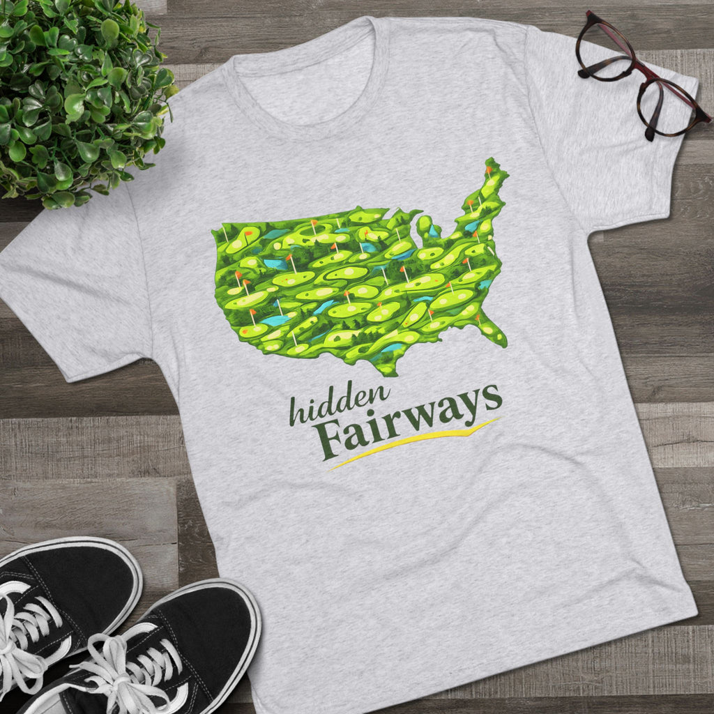 Golf Map T‑Shirt — "Hidden Fairways" USA Course Art
