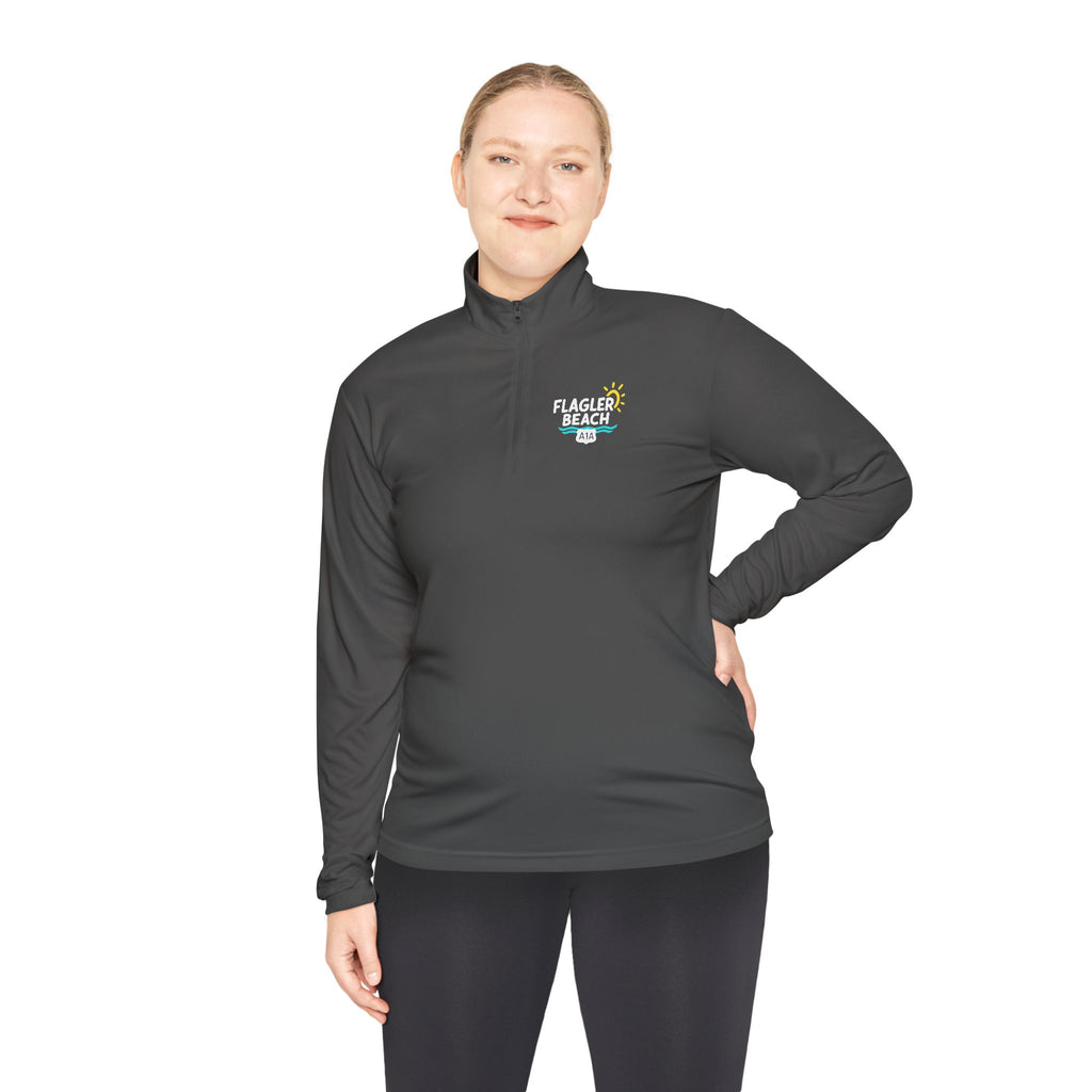 Flagler Beach A1A Quarter-Zip Pullover — Coastal Flag Graphic