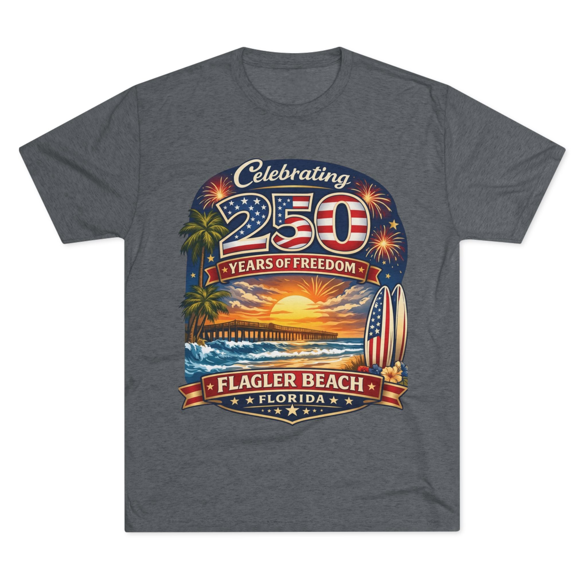 Flagler Beach Florida 250 Years of Freedom Sunset T-Shirt