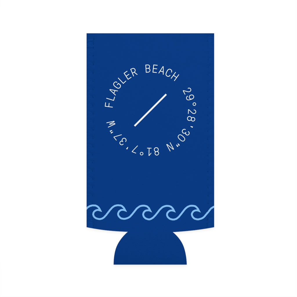 Flagler Beach Slim Can Cooler — Tall Seltzer Coozie for Beach & Pool Days