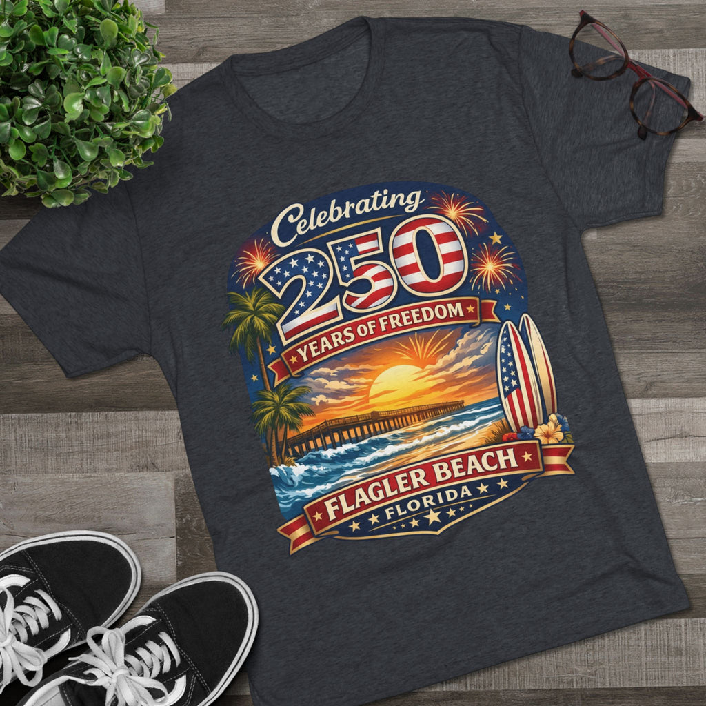 Flagler Beach Florida 250 Years of Freedom Sunset T-Shirt