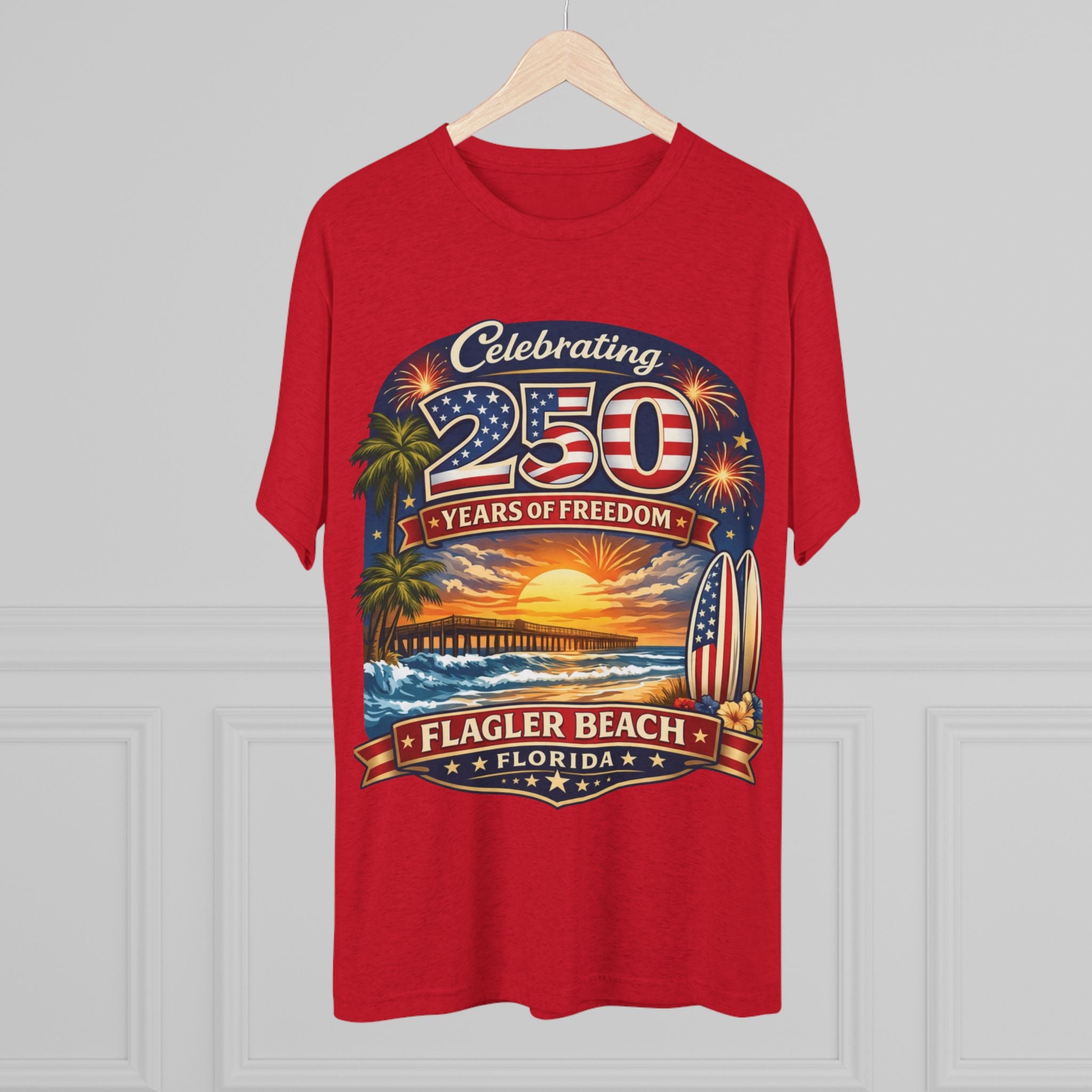 Flagler Beach Florida 250 Years of Freedom Sunset T-Shirt