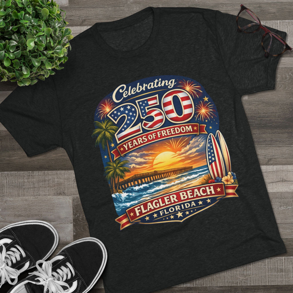 Flagler Beach Florida 250 Years of Freedom Sunset T-Shirt