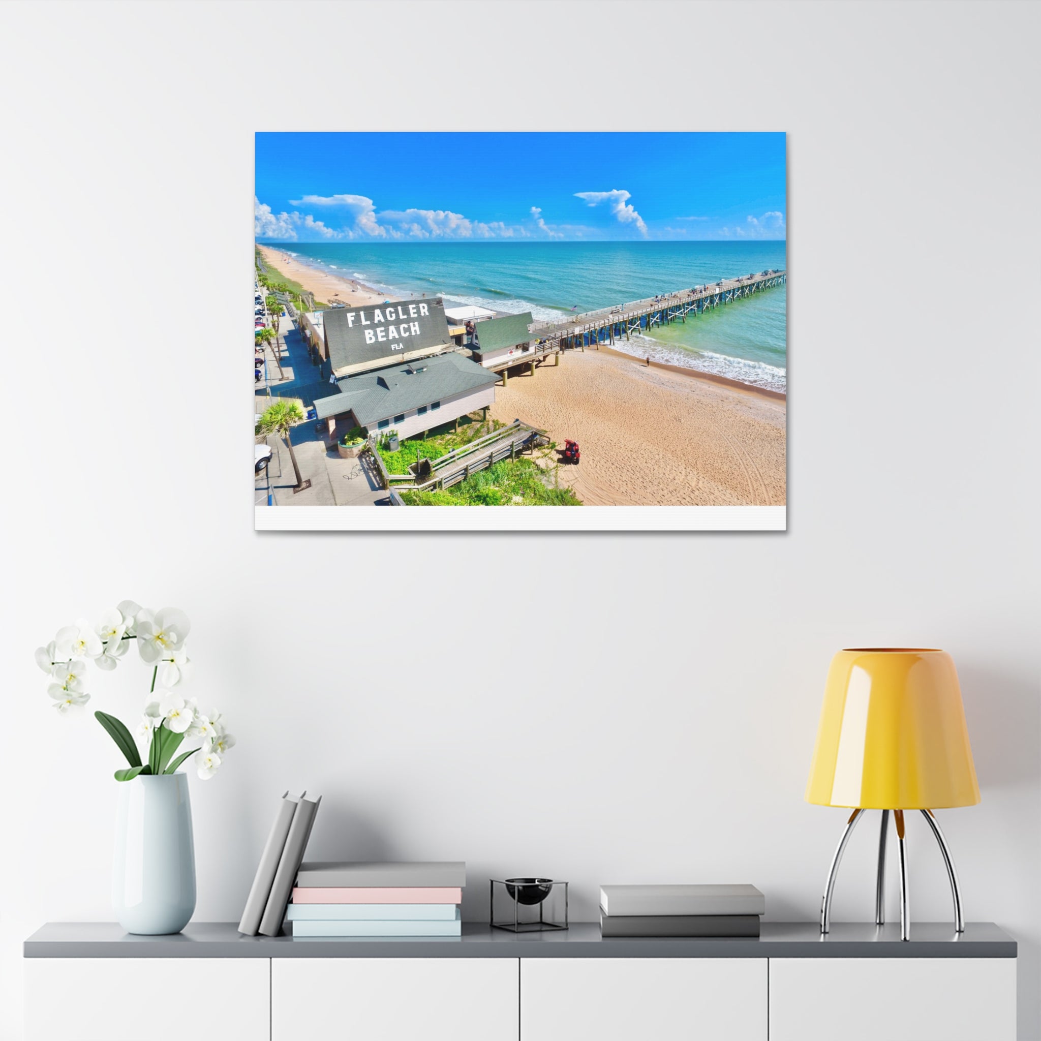 Flagler Beach Pier Canvas Print — Coastal Wall Art, 1.5" Stretched Canvas