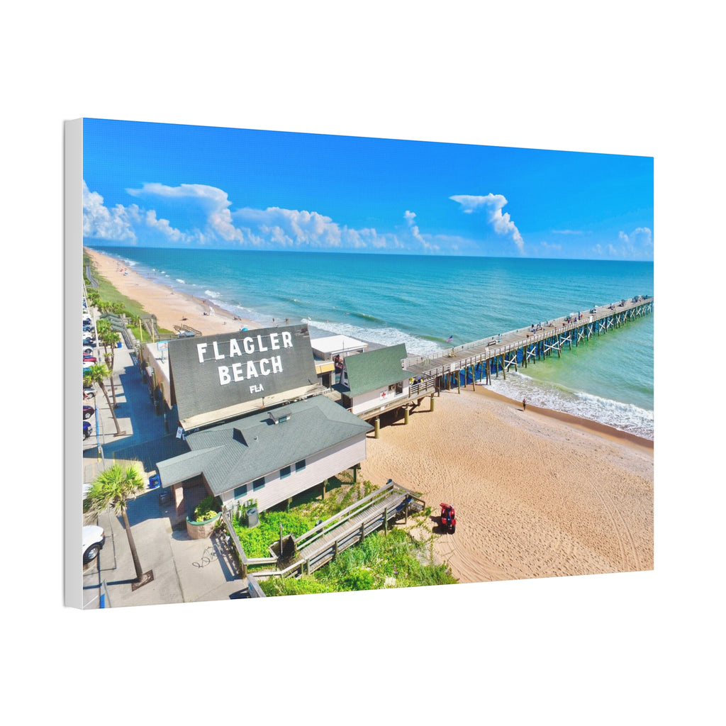 Flagler Beach Pier Canvas Print — Coastal Wall Art, 1.5" Stretched Canvas