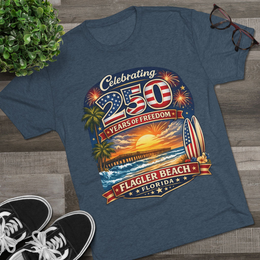 Flagler Beach Florida 250 Years of Freedom Sunset T-Shirt