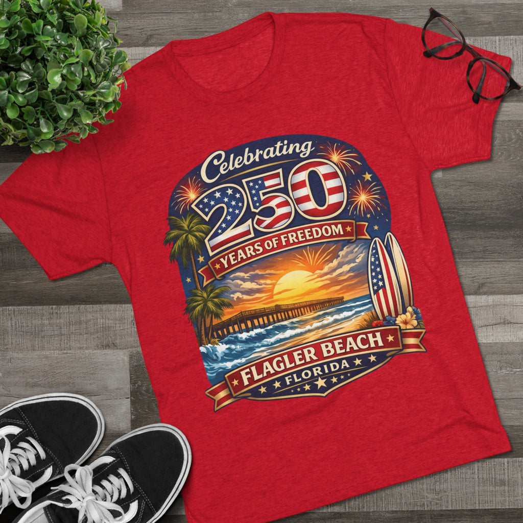 Flagler Beach Florida 250 Years of Freedom Sunset T-Shirt