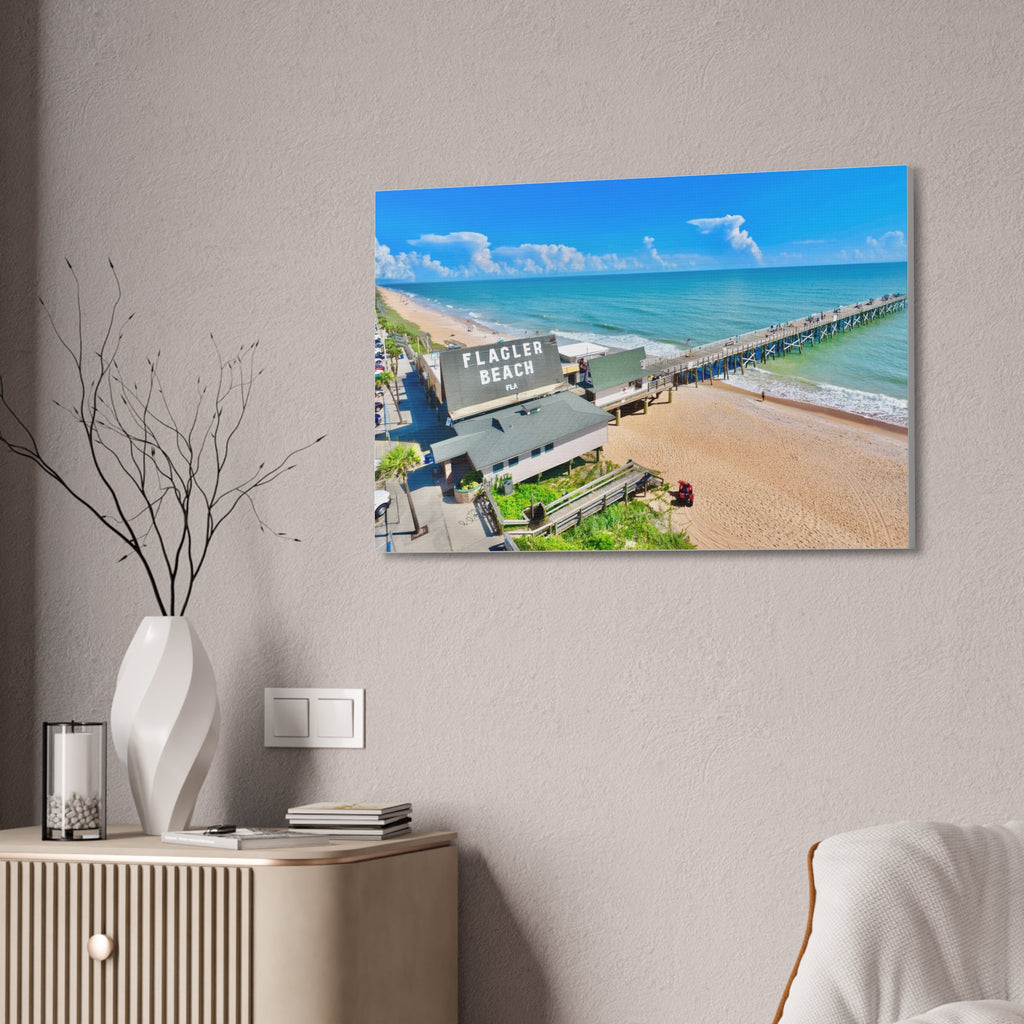 Flagler Beach Pier Canvas Print — Coastal Wall Art, 1.5" Stretched Canvas