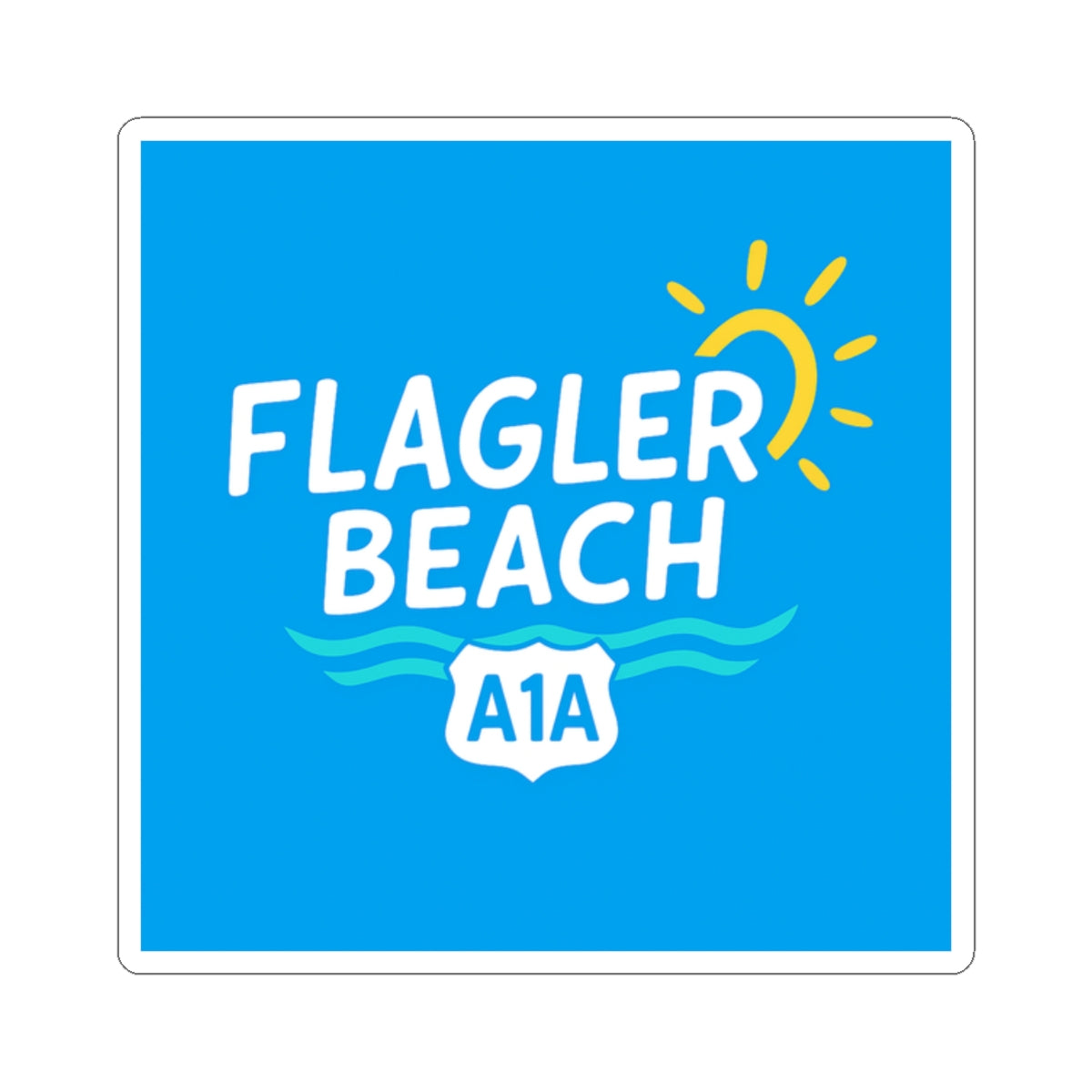 Flagler Beach A1A Sticker — Kiss-Cut Beach Pride Decal for Golf Carts & Coolers
