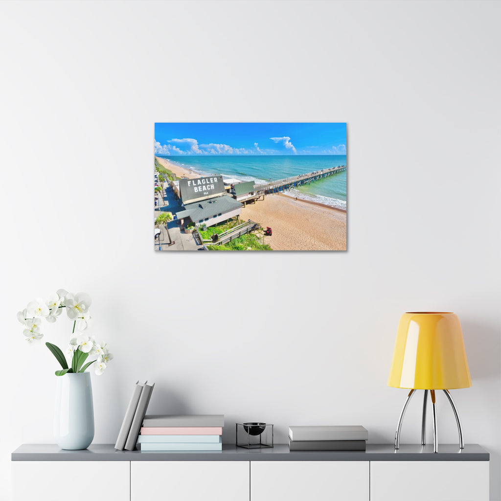 Flagler Beach Pier Canvas Print — Coastal Wall Art, 1.5" Stretched Canvas
