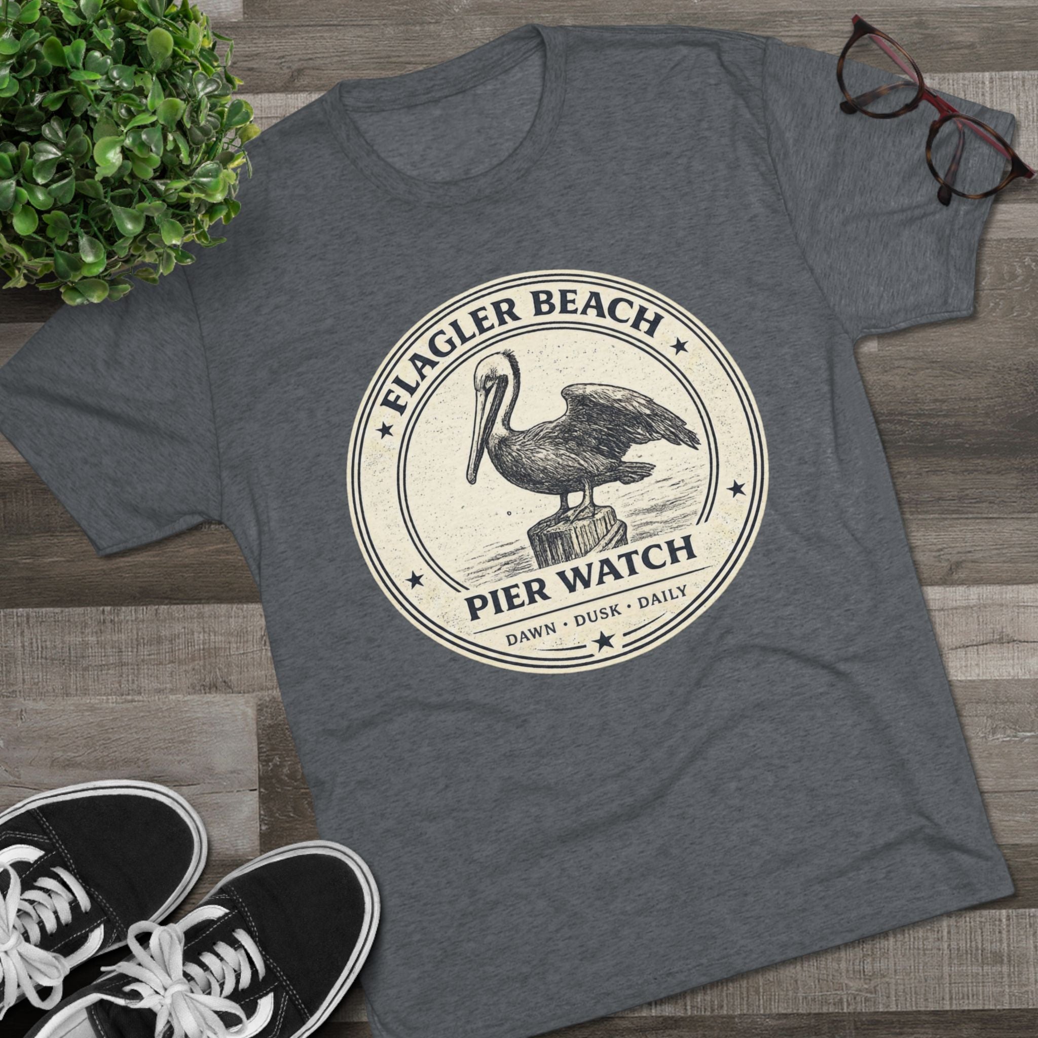 Flagler Beach Pier Watch Pelican T‑Shirt