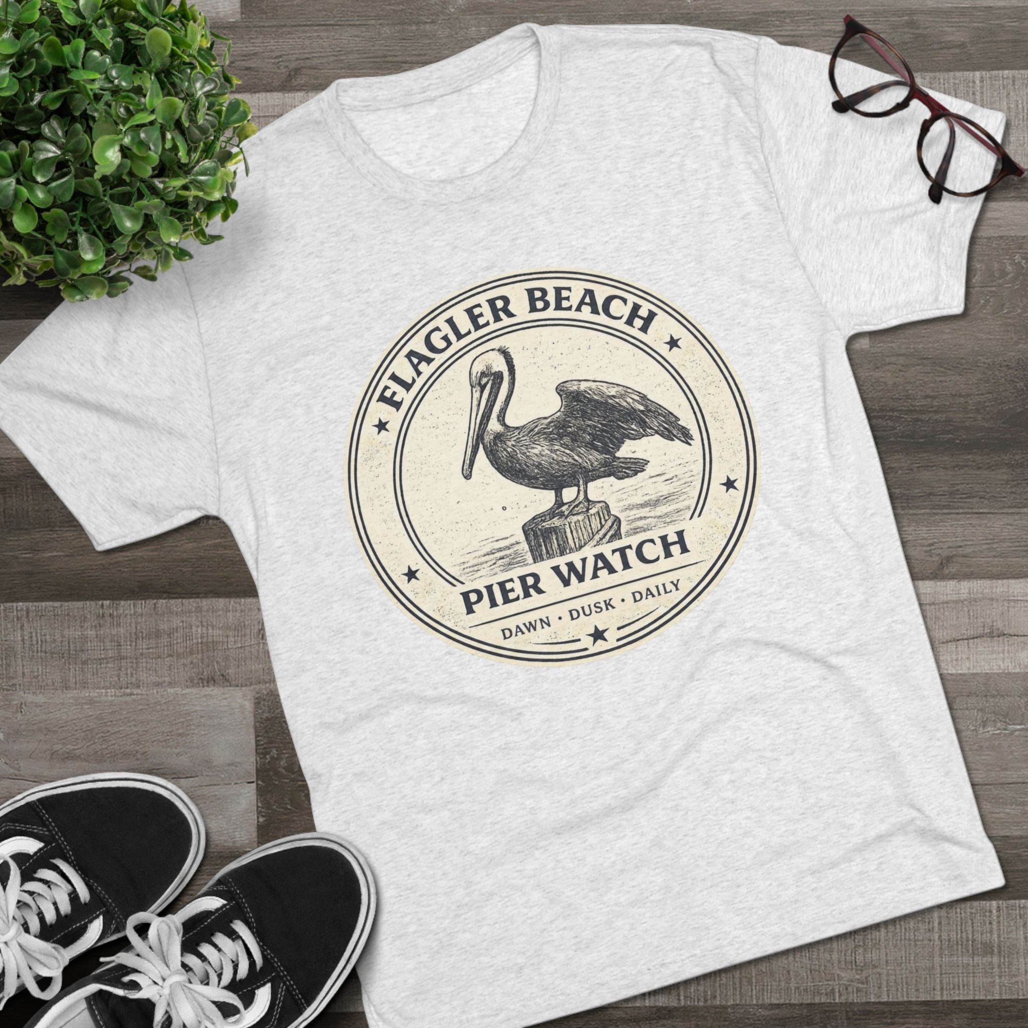 Flagler Beach Pier Watch Pelican T‑Shirt