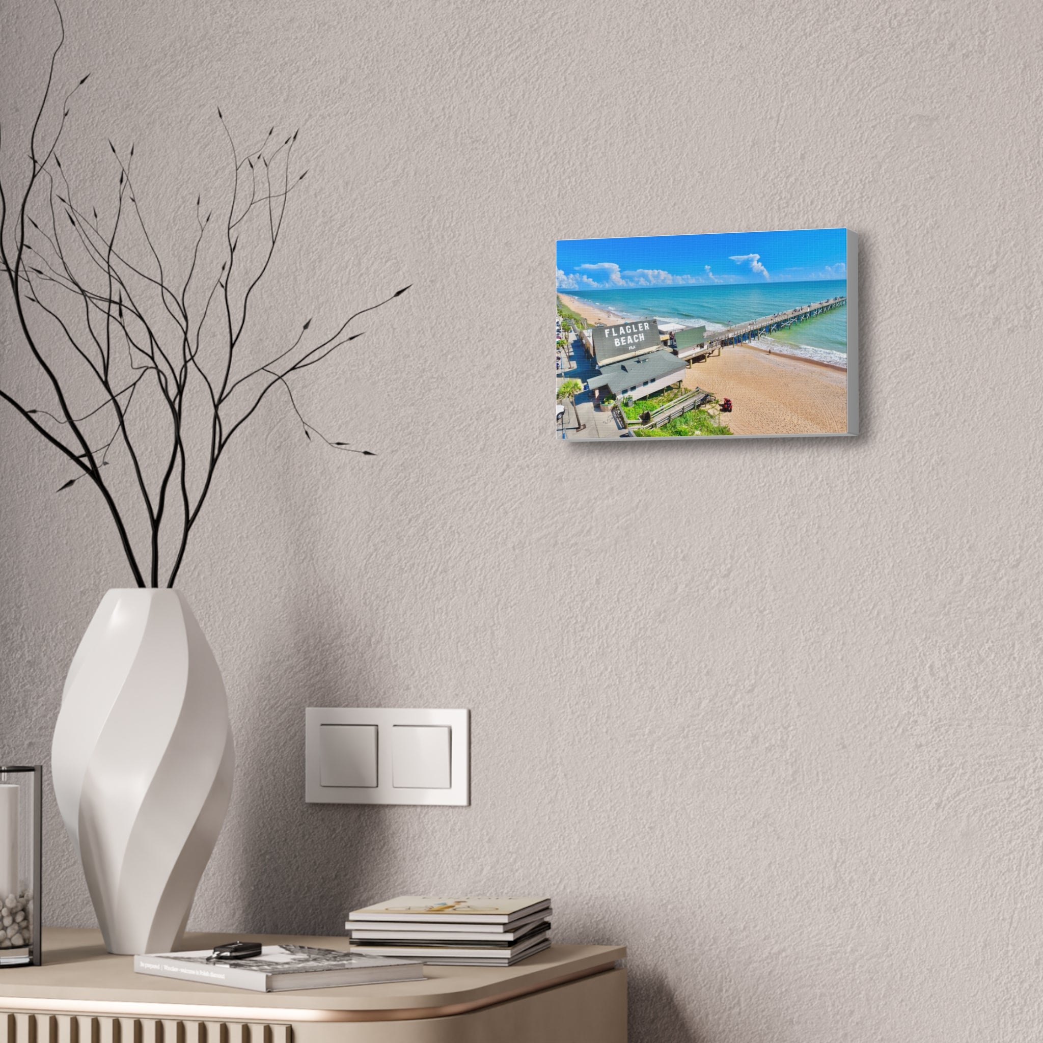 Flagler Beach Pier Canvas Print — Coastal Wall Art, 1.5" Stretched Canvas