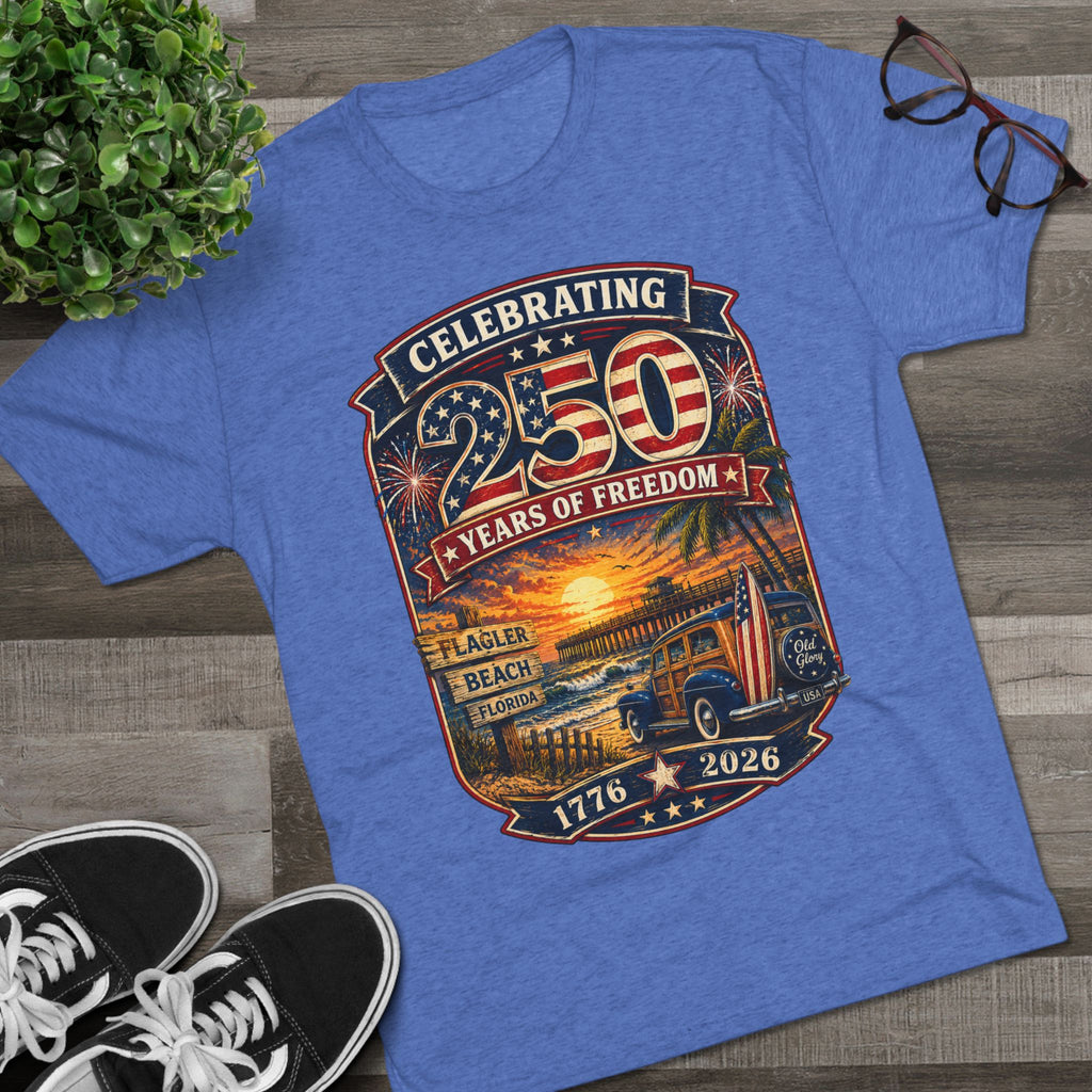 Flagler Beach 250th Anniversary T-Shirt — Vintage Pier Graphic Patriotic Tee