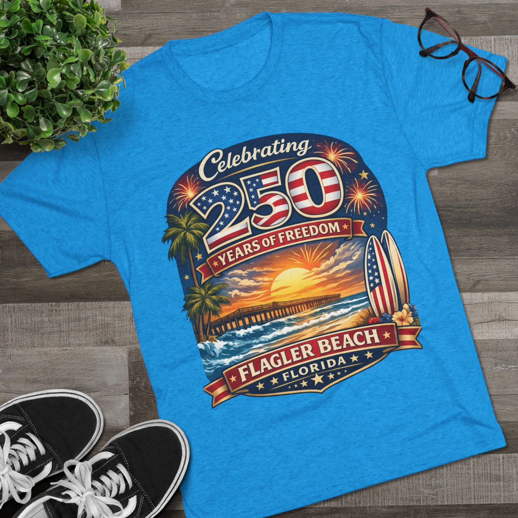 Flagler Beach Florida 250 Years of Freedom Sunset T-Shirt