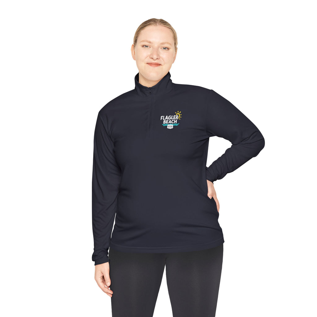Flagler Beach A1A Quarter-Zip Pullover — Coastal Flag Graphic