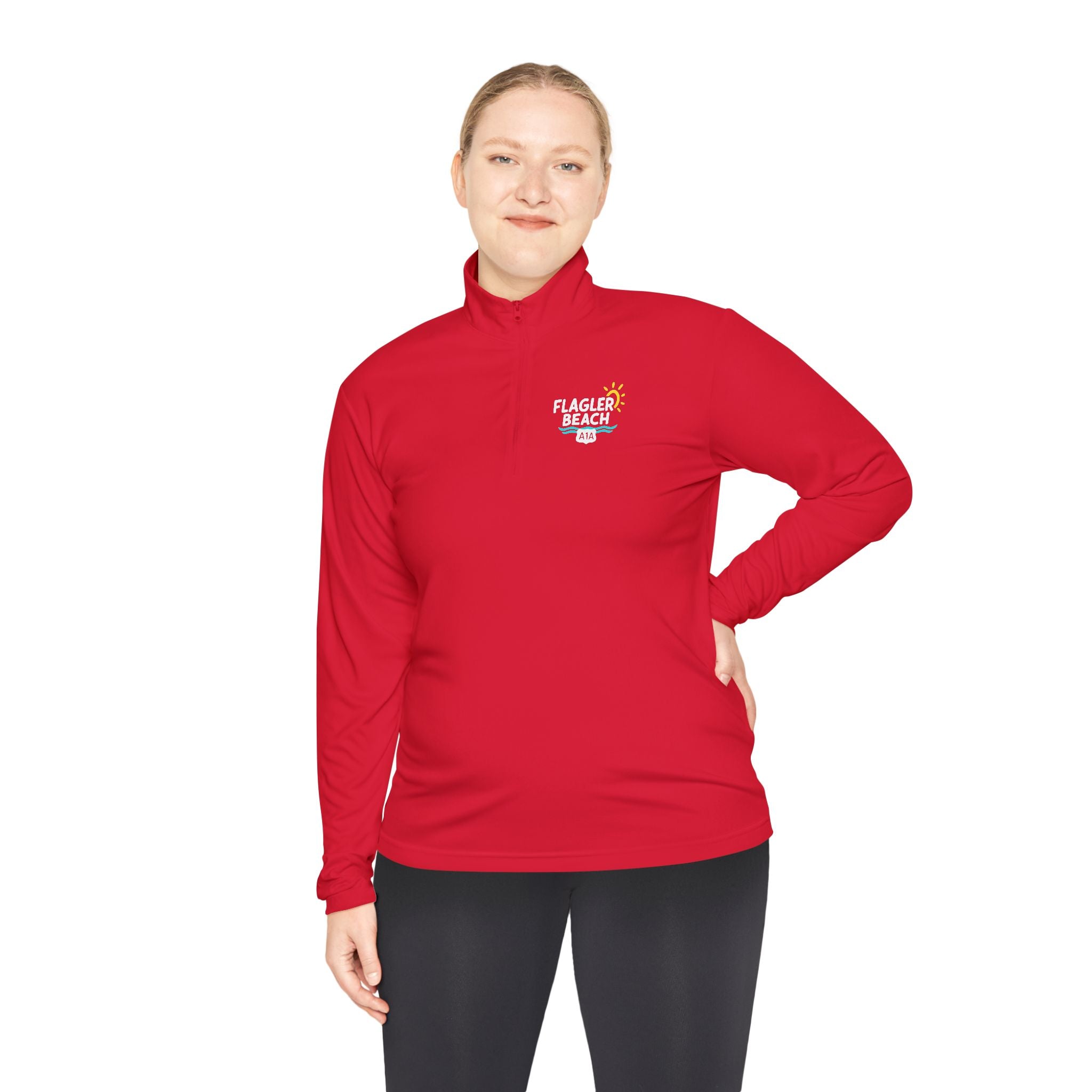 Flagler Beach A1A Quarter-Zip Pullover — Coastal Flag Graphic
