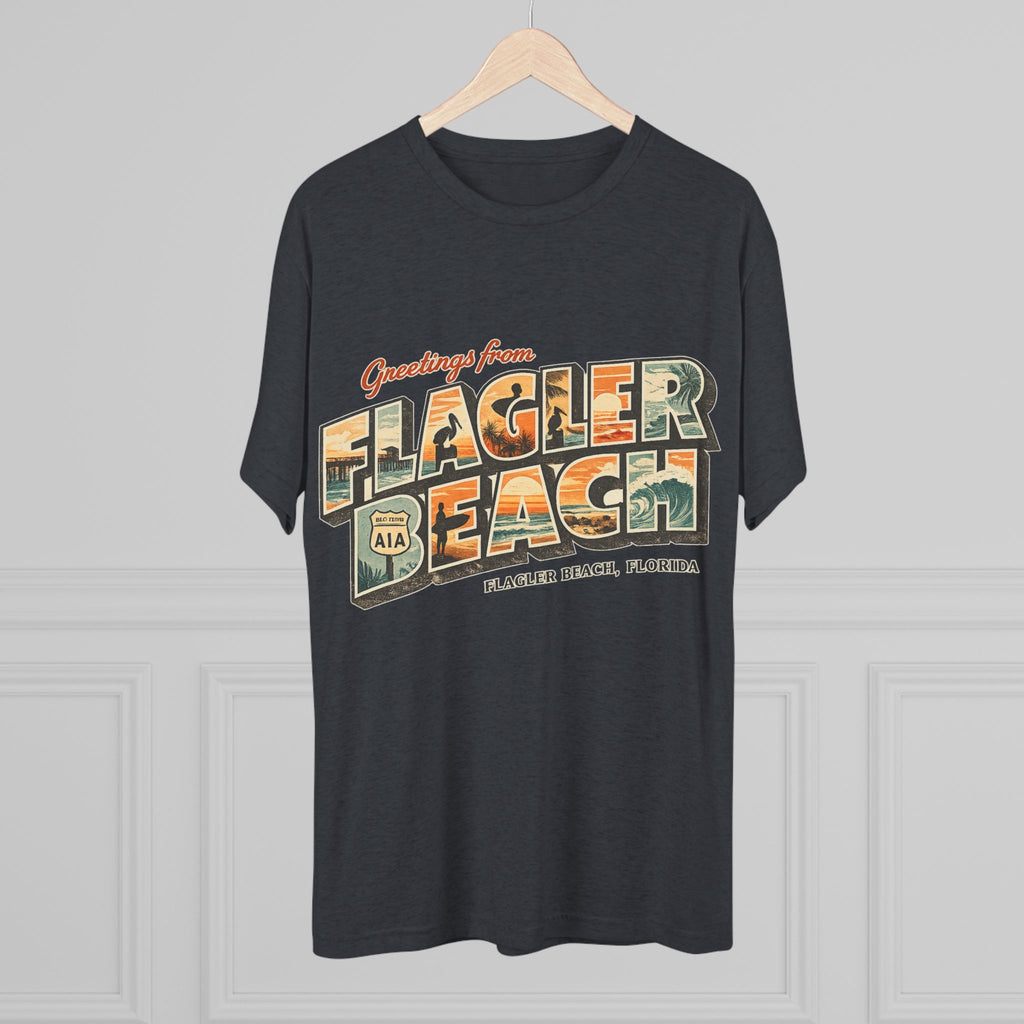 Flagler Beach Retro Postcard Tee — "Greetings From Flagler Beach" Souvenir Shirt