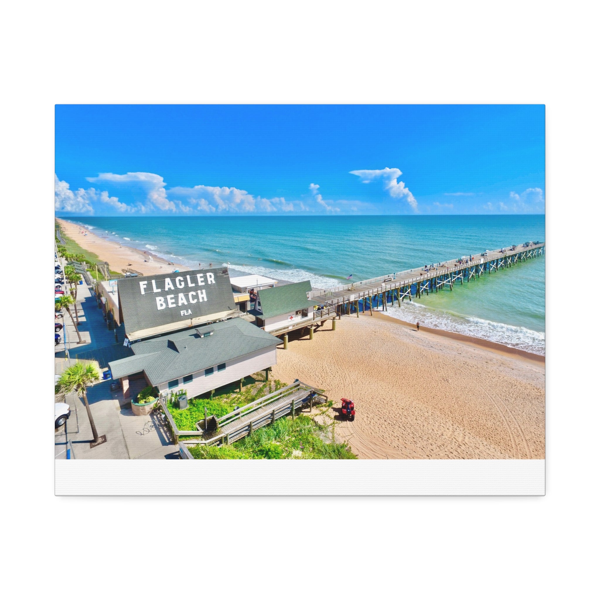 Flagler Beach Pier Canvas Print — Coastal Wall Art, 1.5" Stretched Canvas