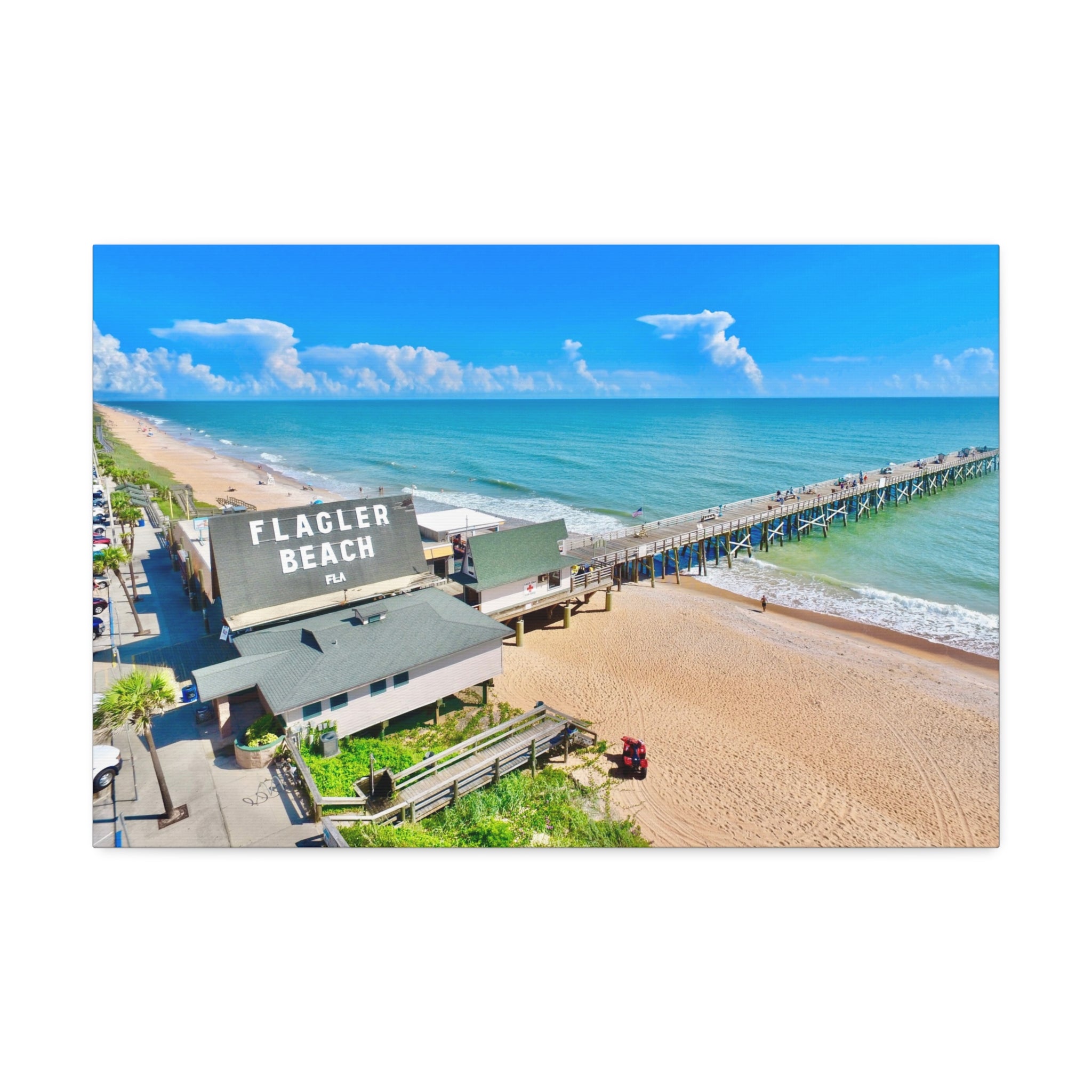 Flagler Beach Pier Canvas Print — Coastal Wall Art, 1.5" Stretched Canvas