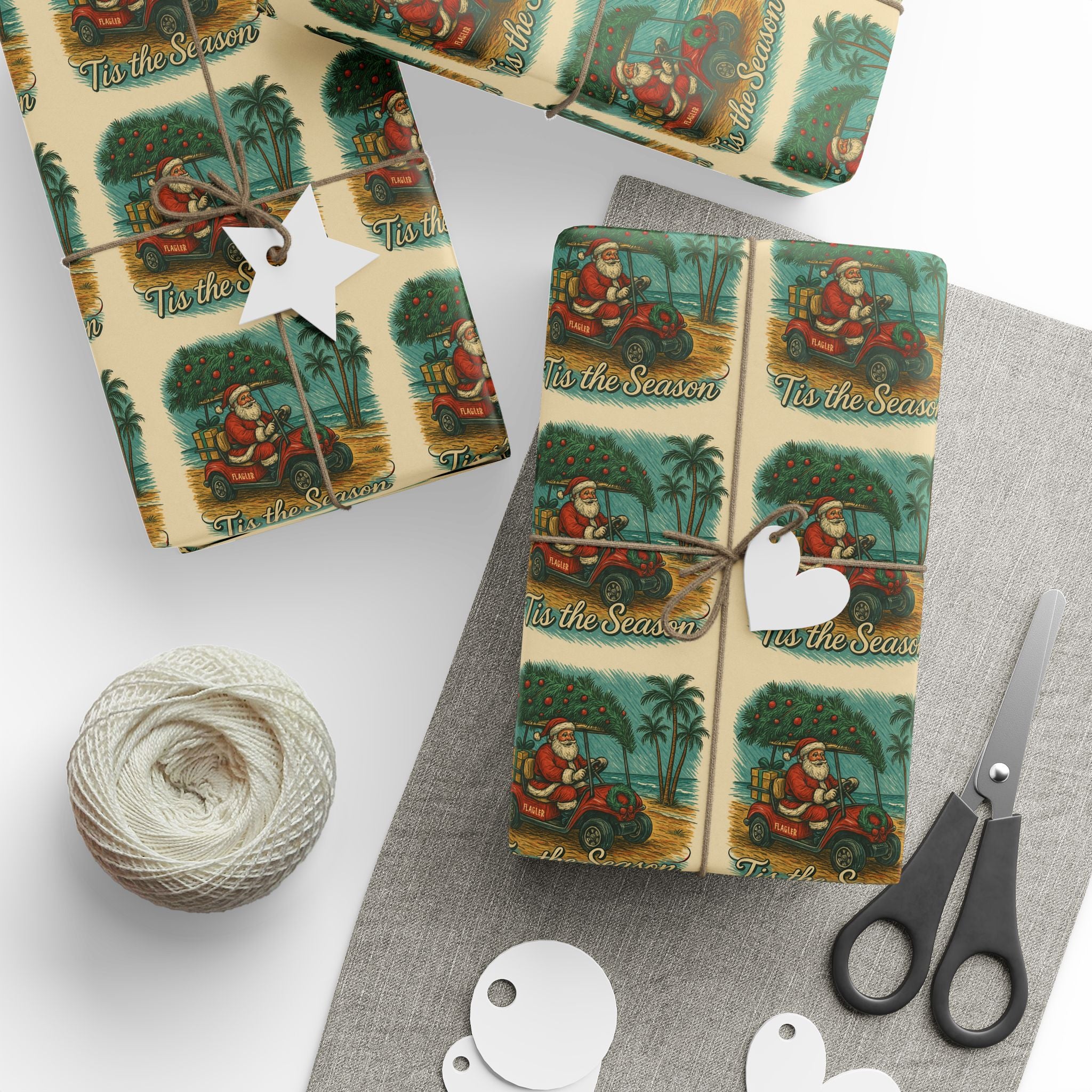 Santa’s Beach Ride Wrapping Paper – Flagler Beach Christmas Edition