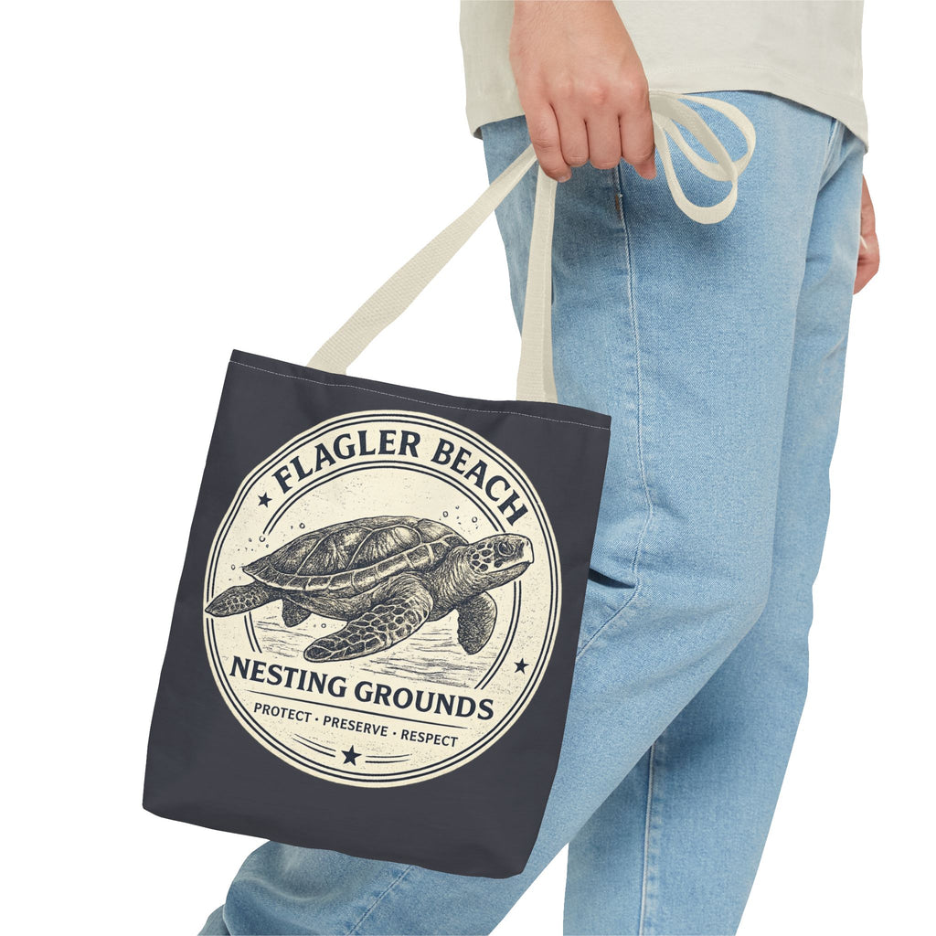 Flagler Beach Turtle Tote Bag — Nesting Grounds Conservation Canvas Tote