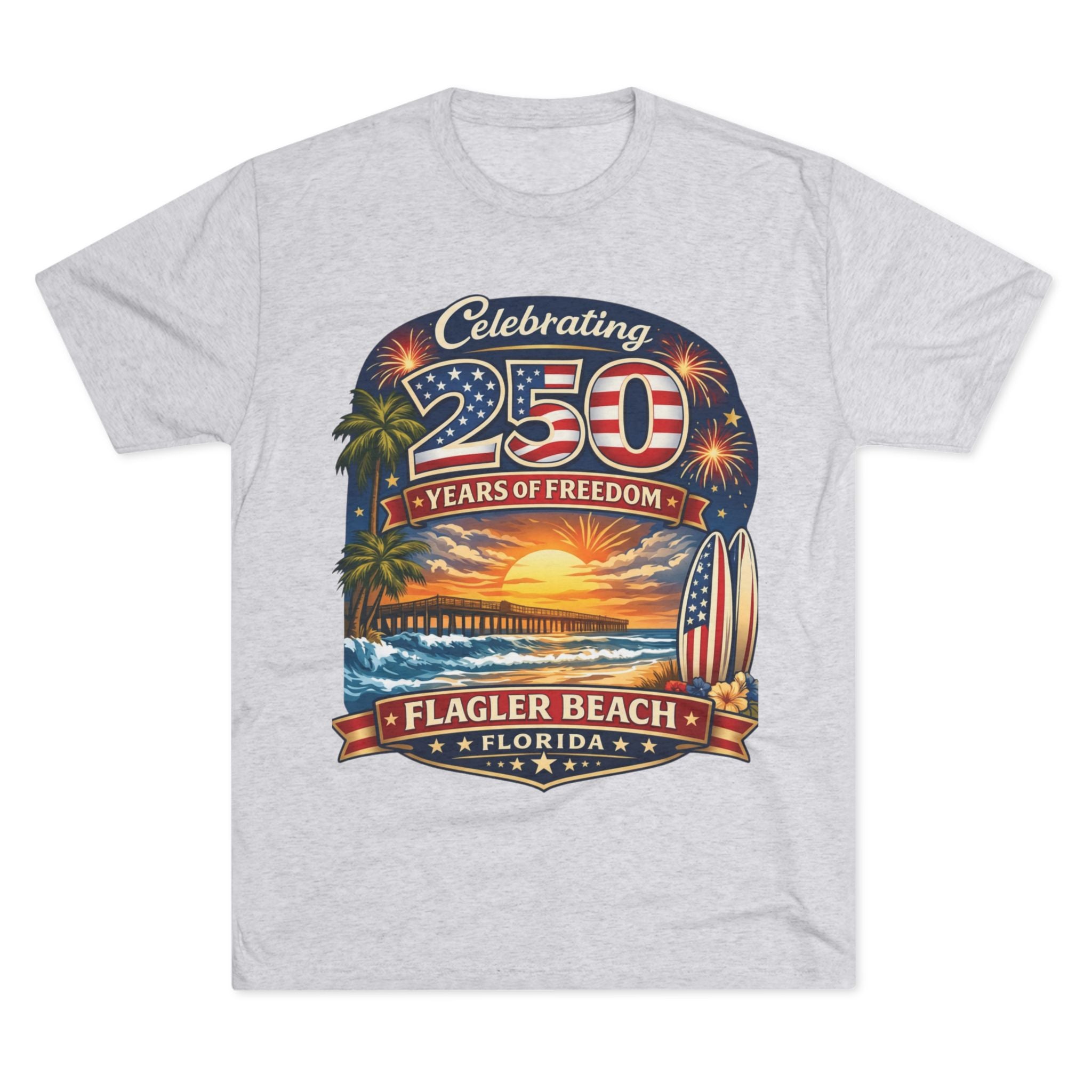 Flagler Beach Florida 250 Years of Freedom Sunset T-Shirt