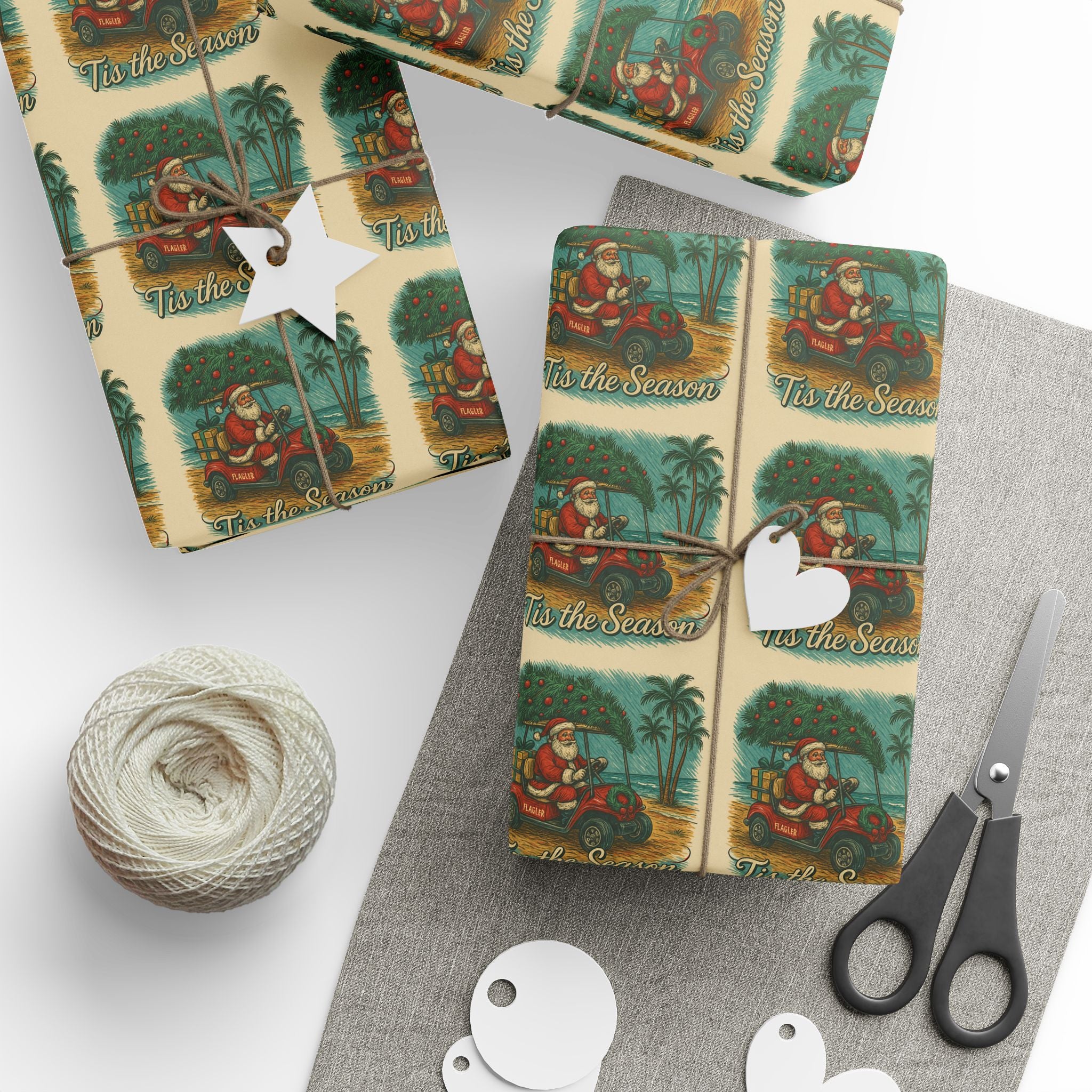 Santa’s Beach Ride Wrapping Paper – Flagler Beach Christmas Edition