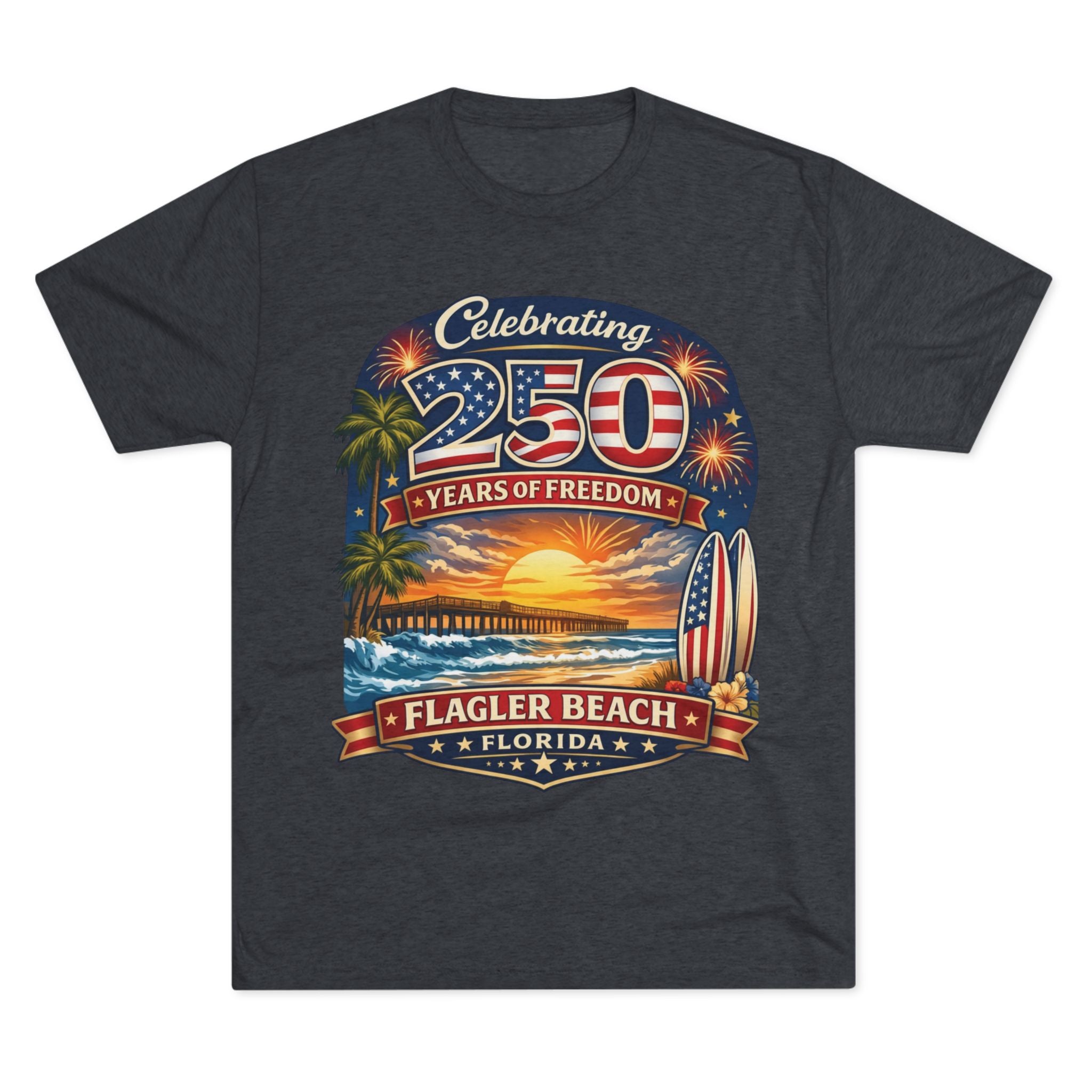 Flagler Beach Florida 250 Years of Freedom Sunset T-Shirt