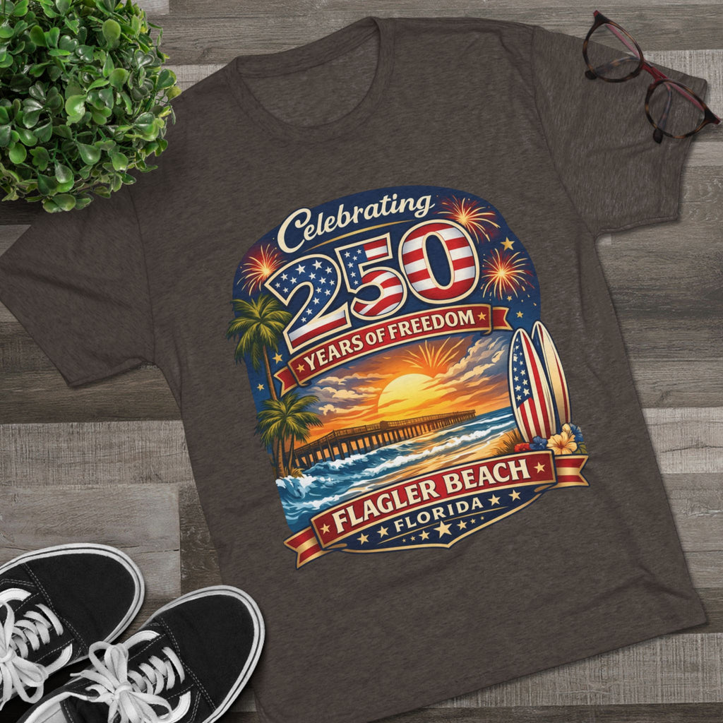 Flagler Beach Florida 250 Years of Freedom Sunset T-Shirt