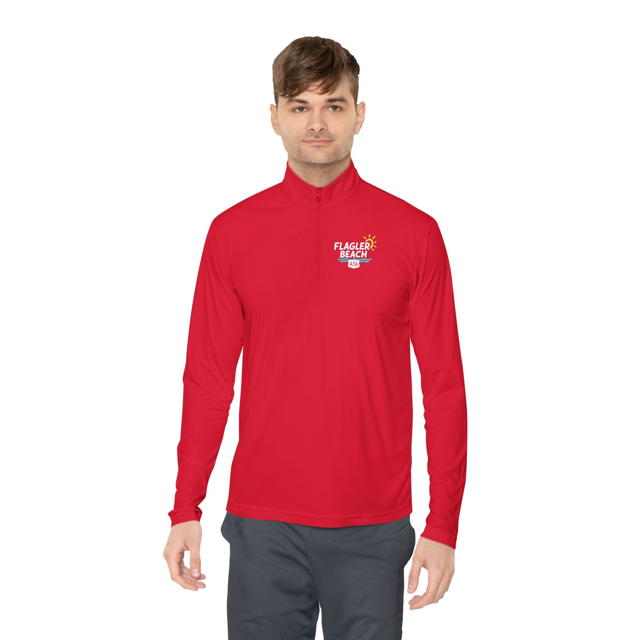 Flagler Beach A1A Quarter-Zip Pullover — Coastal Flag Graphic