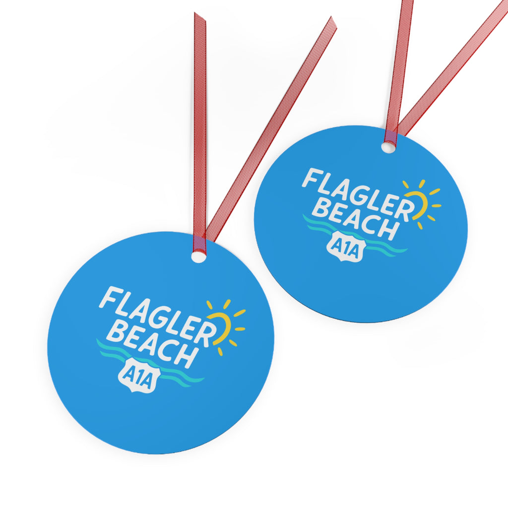 Flagler Beach A1A Metal Ornament - Sunny Beach Souvenir Holiday Decor