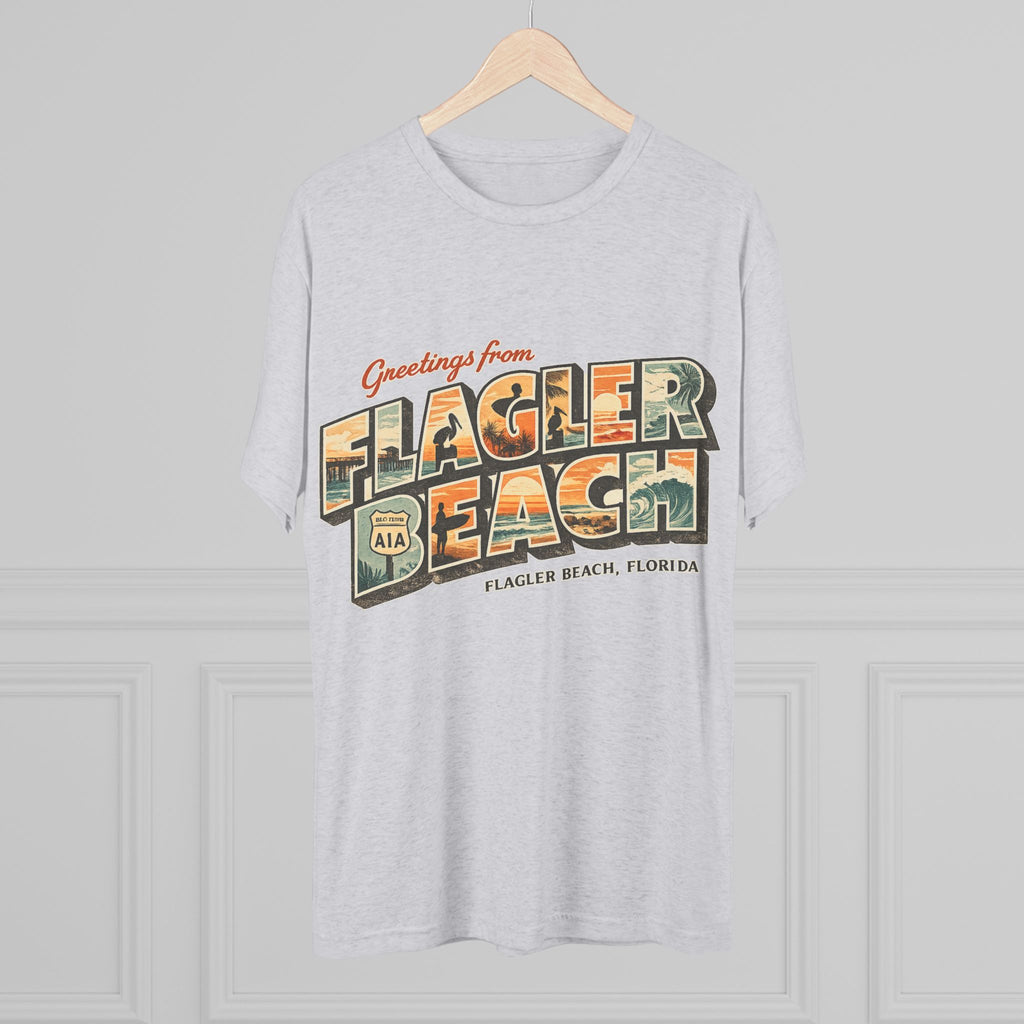 Flagler Beach Retro Postcard Tee — "Greetings From Flagler Beach" Souvenir Shirt