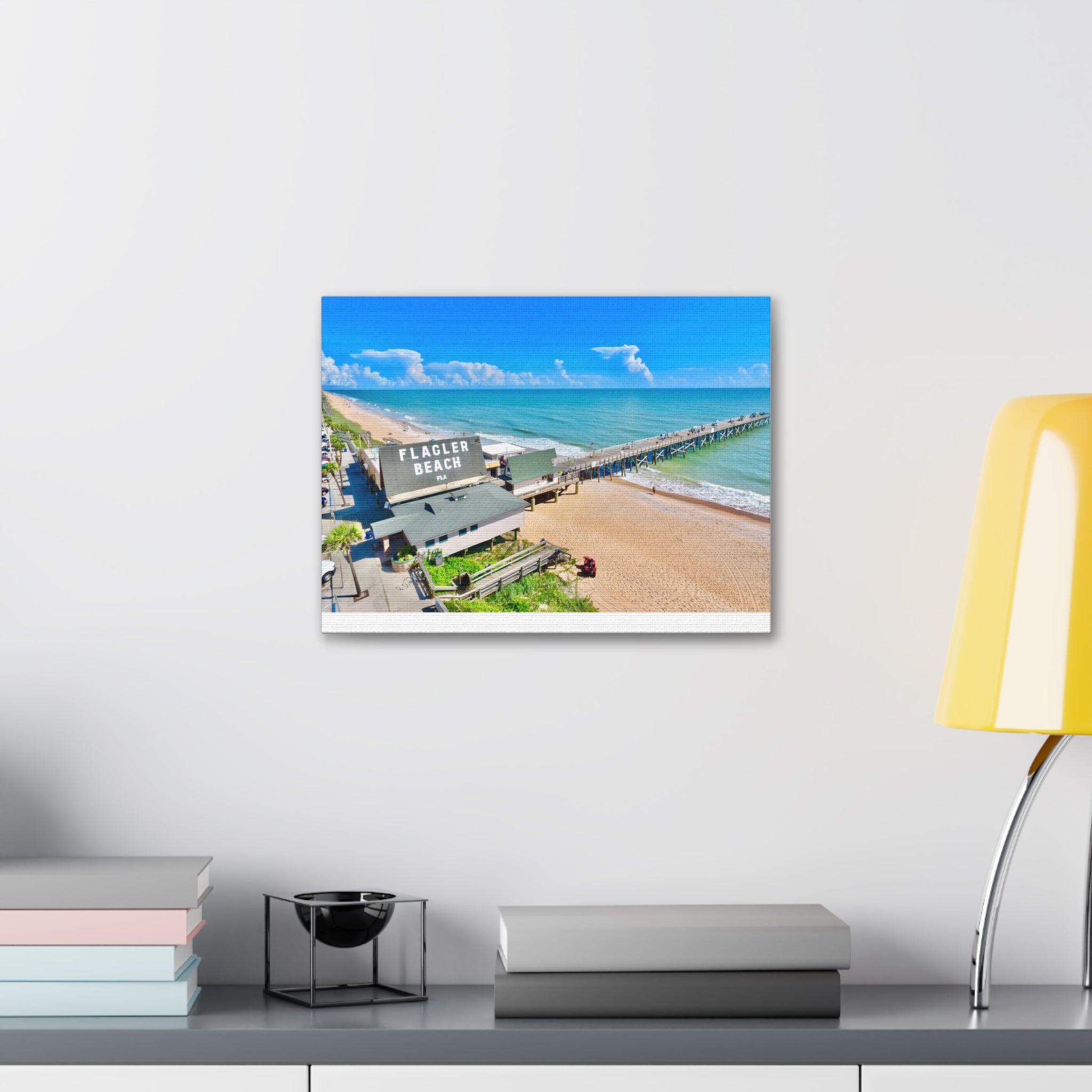 Flagler Beach Pier Canvas Print — Coastal Wall Art, 1.5" Stretched Canvas