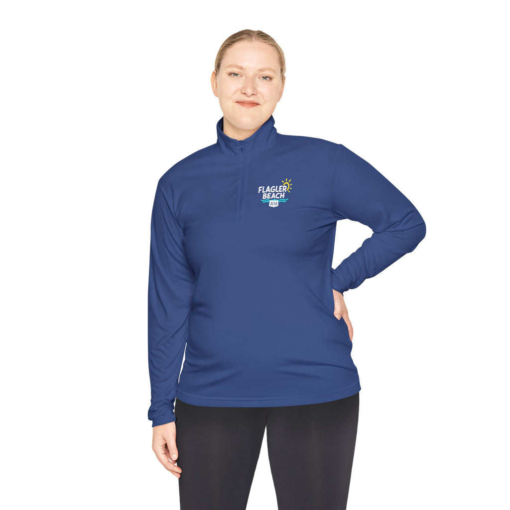 Flagler Beach A1A Quarter-Zip Pullover — Coastal Flag Graphic