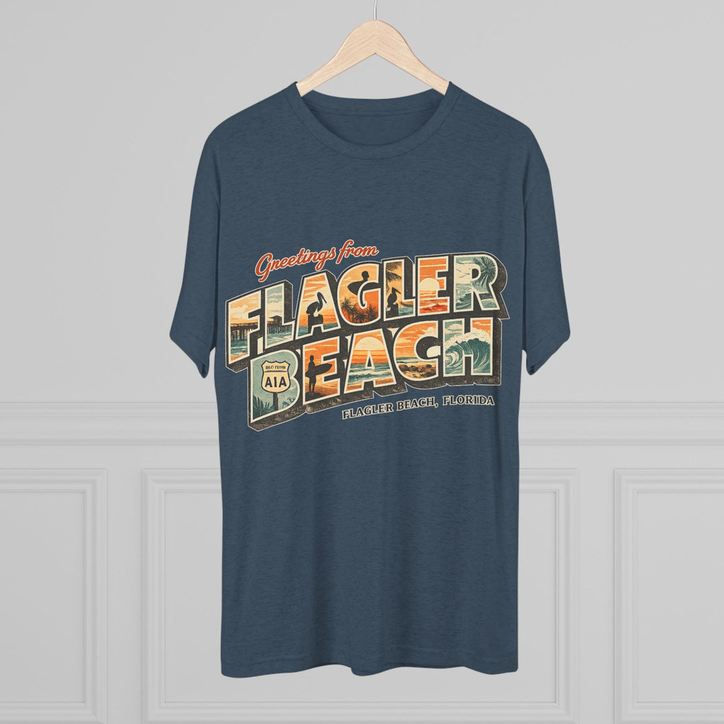 Flagler Beach Retro Postcard Tee — "Greetings From Flagler Beach" Souvenir Shirt