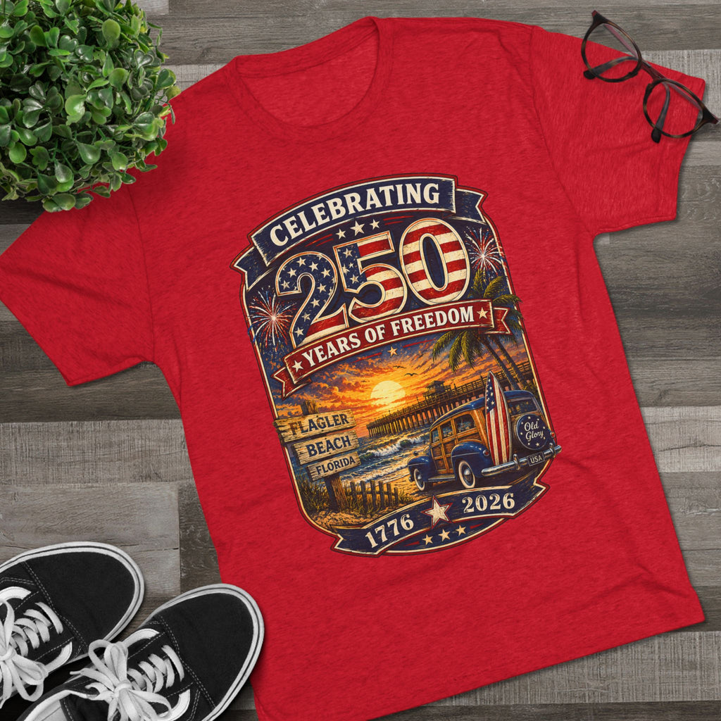 Flagler Beach 250th Anniversary T-Shirt — Vintage Pier Graphic Patriotic Tee