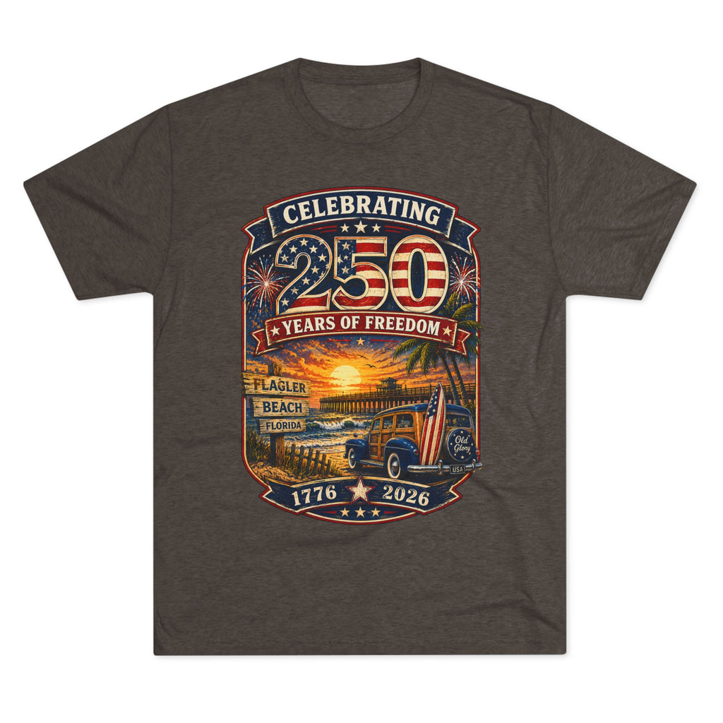 Flagler Beach 250th Anniversary T-Shirt — Vintage Pier Graphic Patriotic Tee