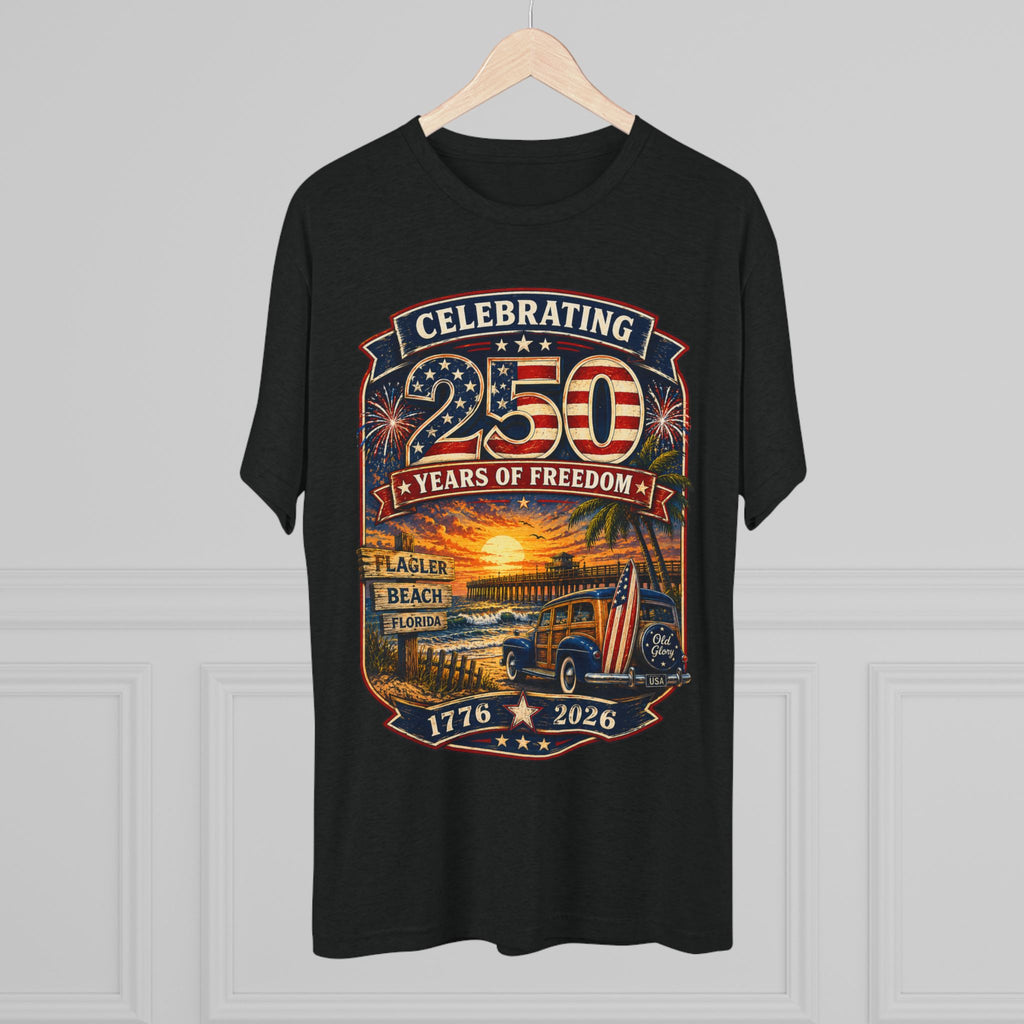 Flagler Beach 250th Anniversary T-Shirt — Vintage Pier Graphic Patriotic Tee