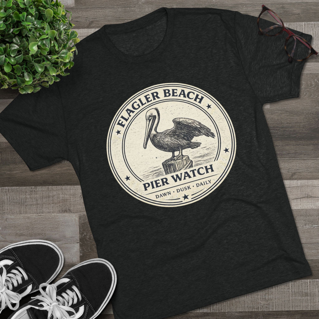 Flagler Beach Pier Watch Pelican T‑Shirt