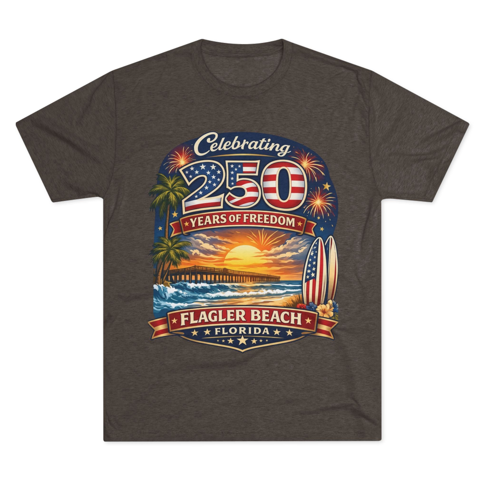 Flagler Beach Florida 250 Years of Freedom Sunset T-Shirt