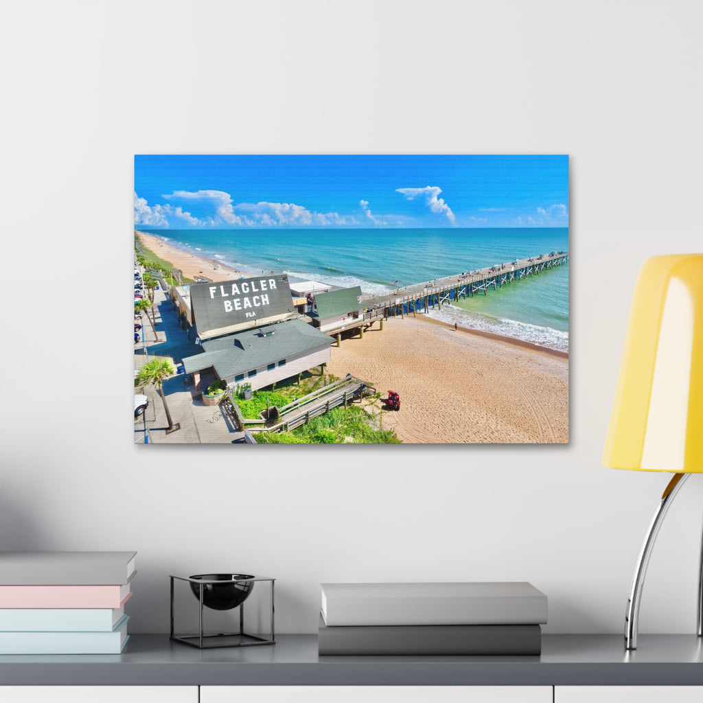 Flagler Beach Pier Canvas Print — Coastal Wall Art, 1.5" Stretched Canvas