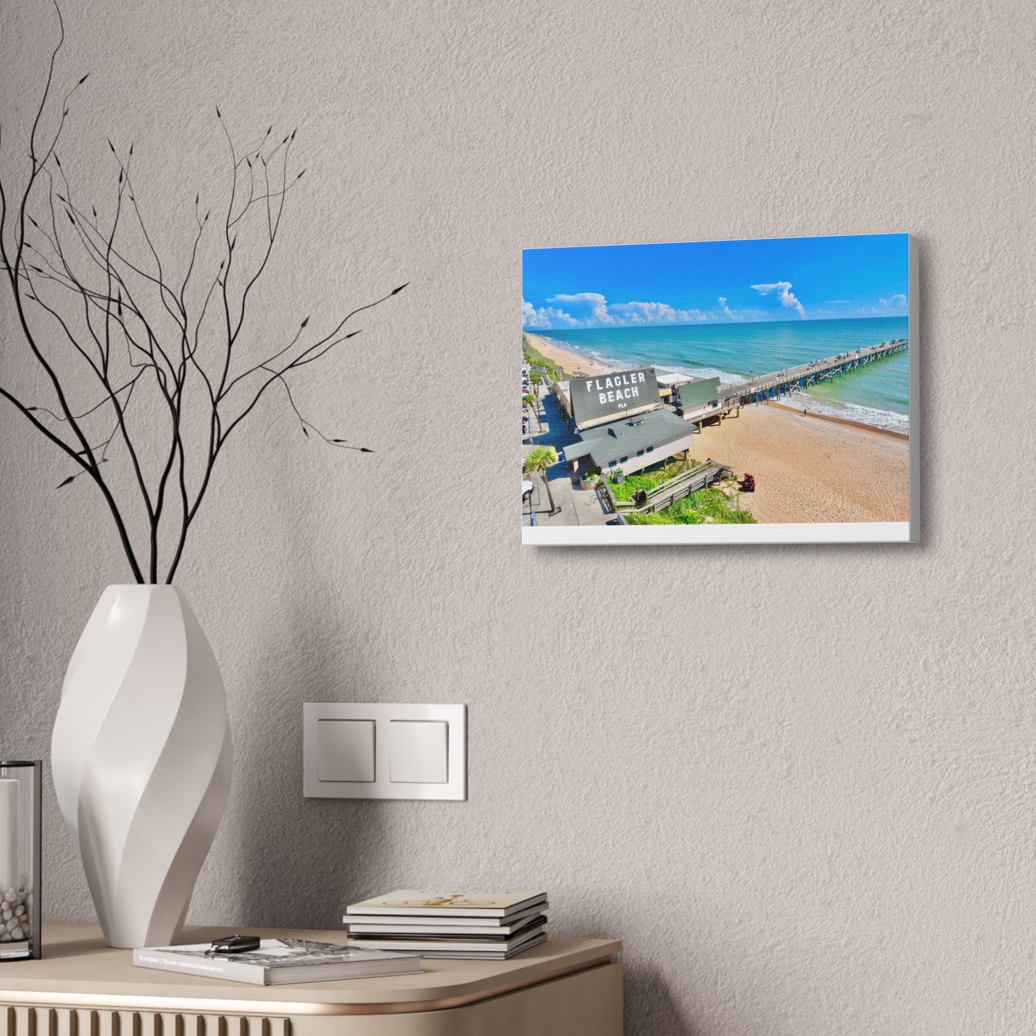 Flagler Beach Pier Canvas Print — Coastal Wall Art, 1.5" Stretched Canvas
