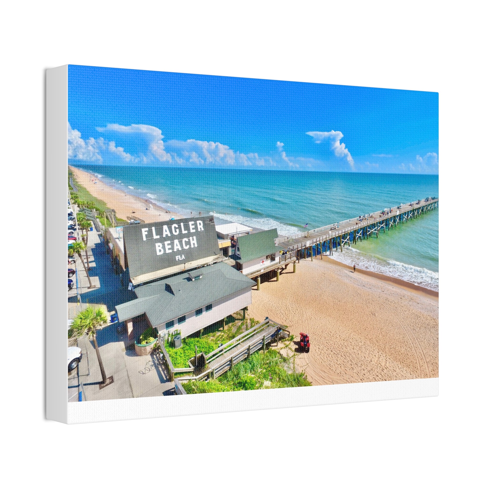Flagler Beach Pier Canvas Print — Coastal Wall Art, 1.5" Stretched Canvas