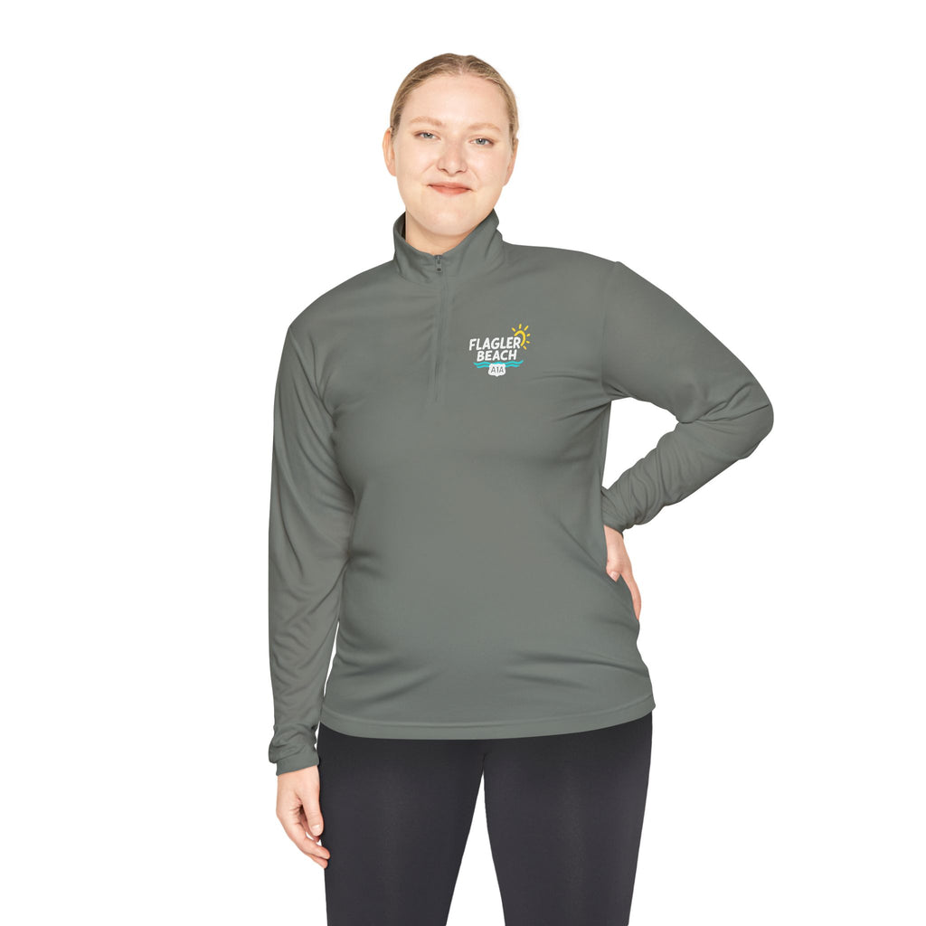 Flagler Beach A1A Quarter-Zip Pullover — Coastal Flag Graphic