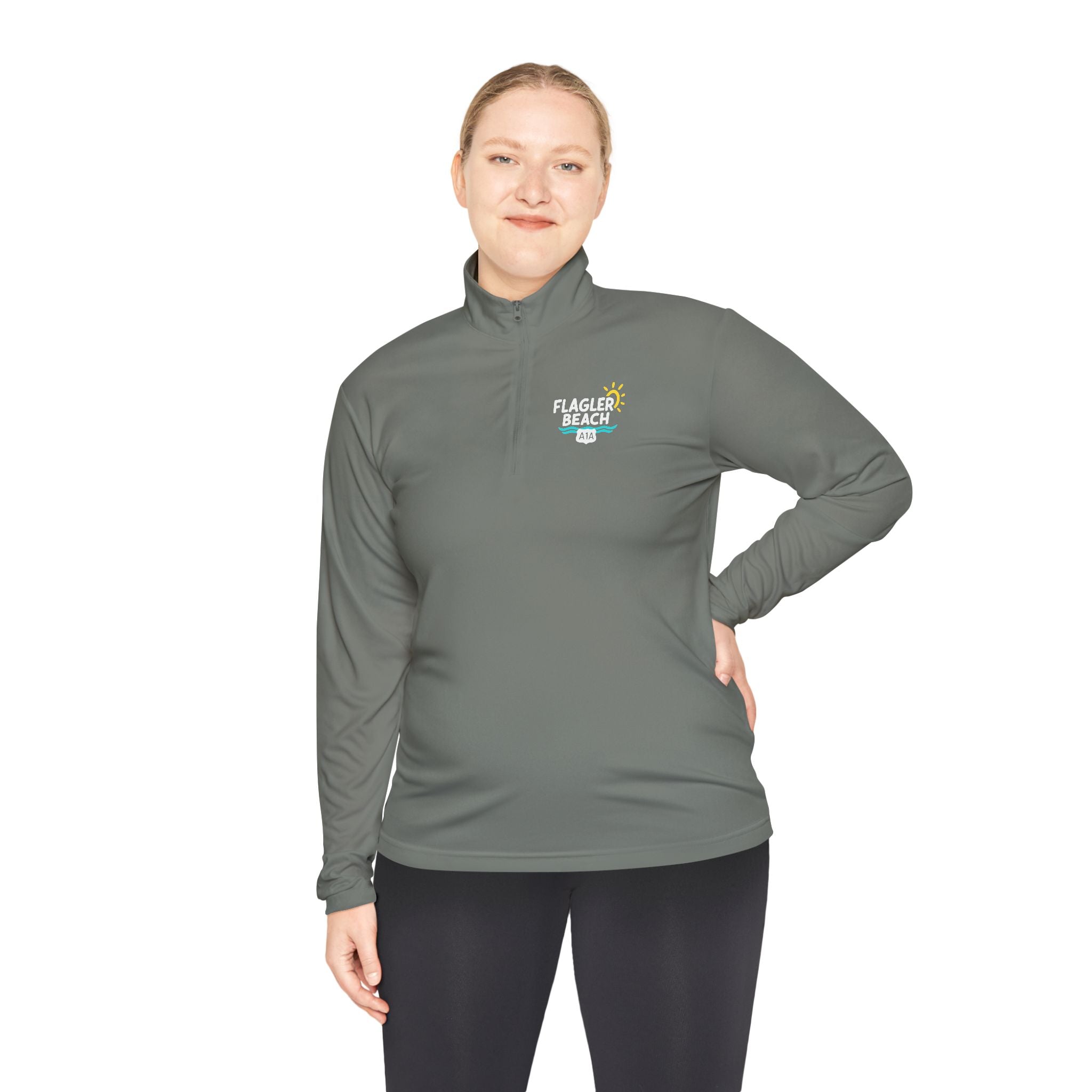 Flagler Beach A1A Quarter-Zip Pullover — Coastal Flag Graphic