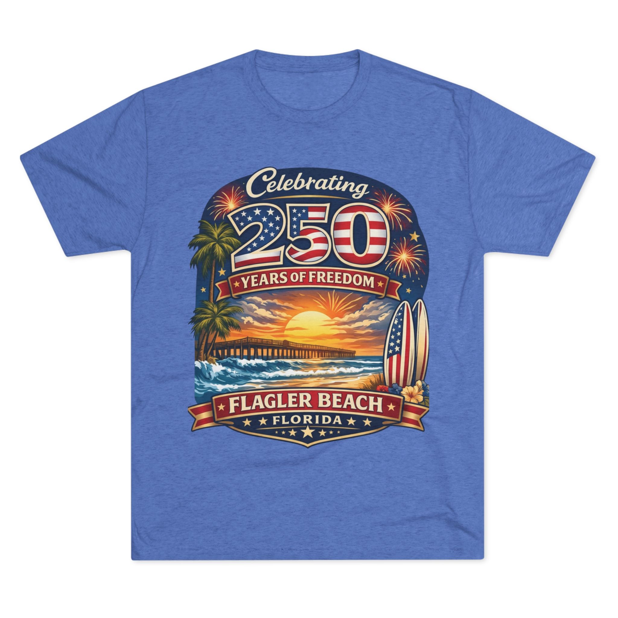 Flagler Beach Florida 250 Years of Freedom Sunset T-Shirt