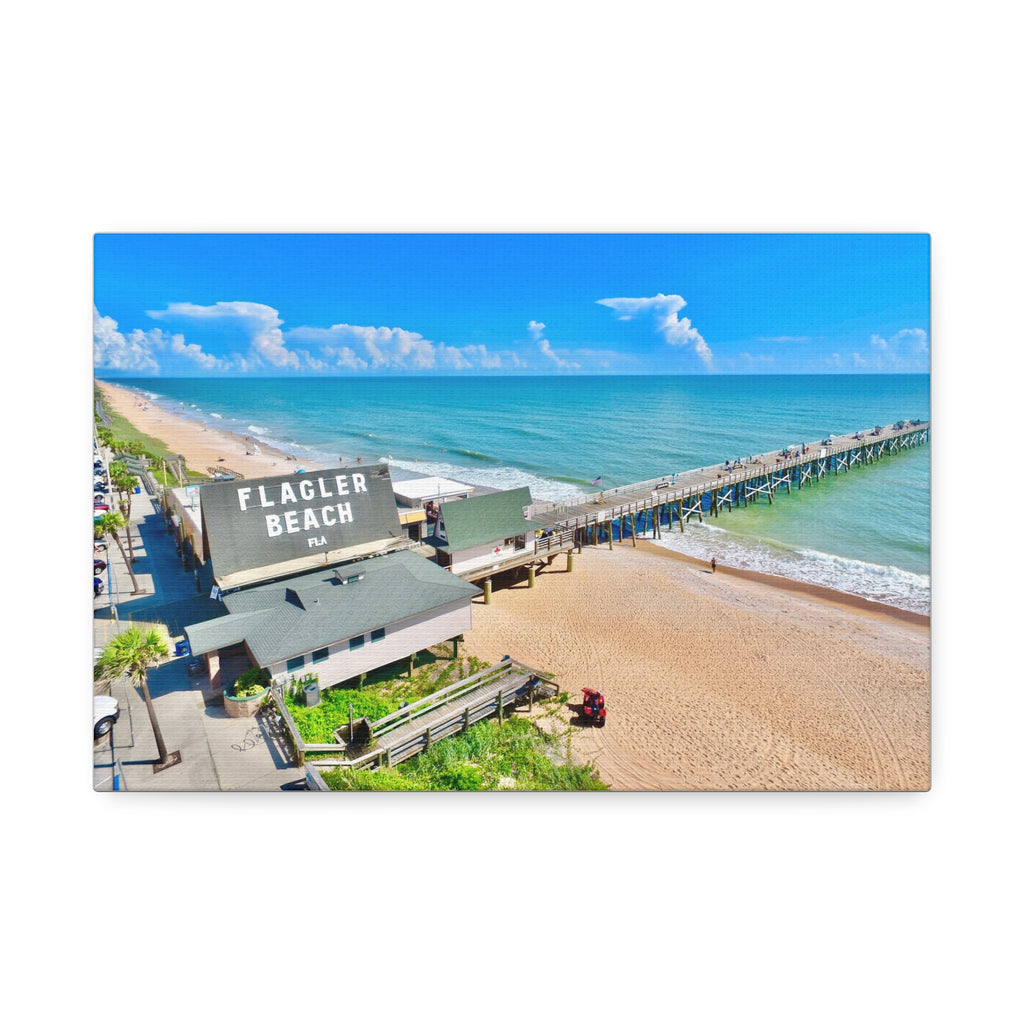 Flagler Beach Pier Canvas Print — Coastal Wall Art, 1.5" Stretched Canvas